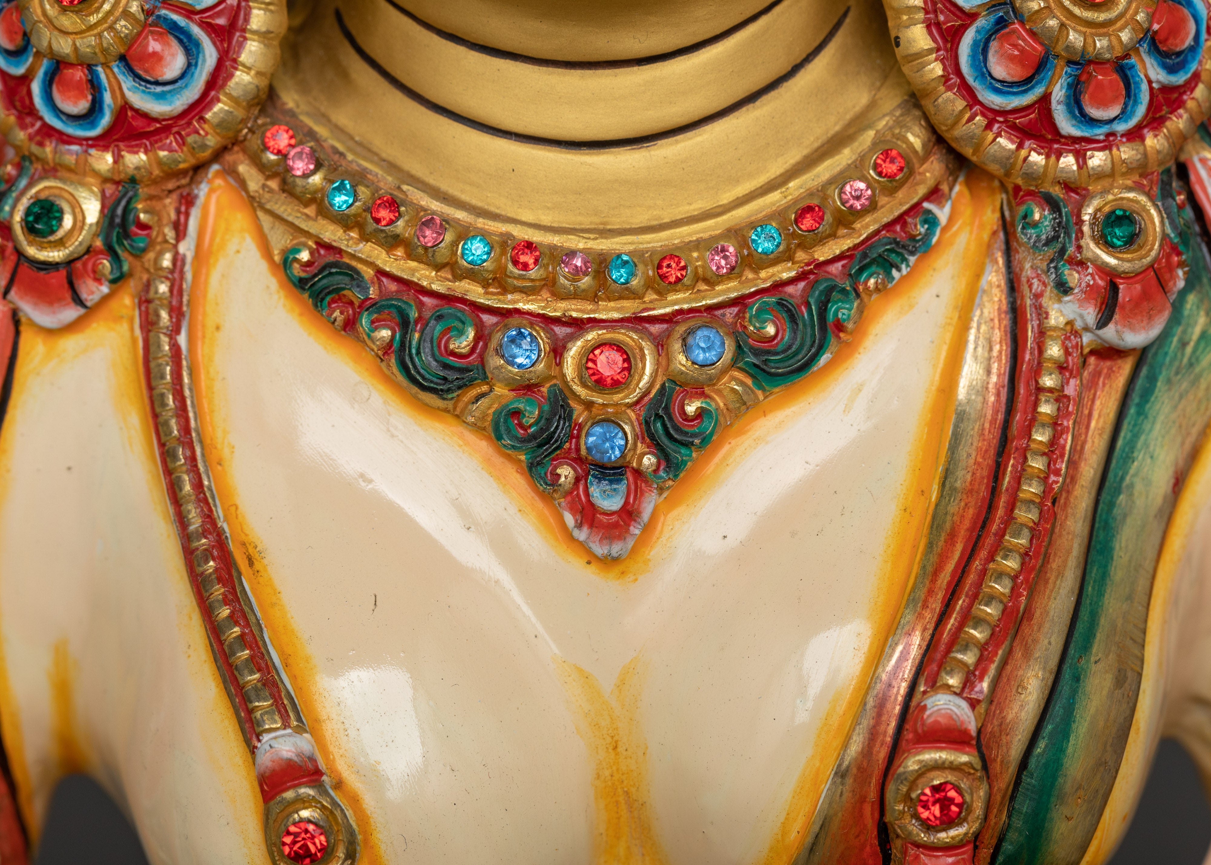 Premium White Painted Sita Tara Statue in 24K Gold | A Symbol of Compassion and Healing