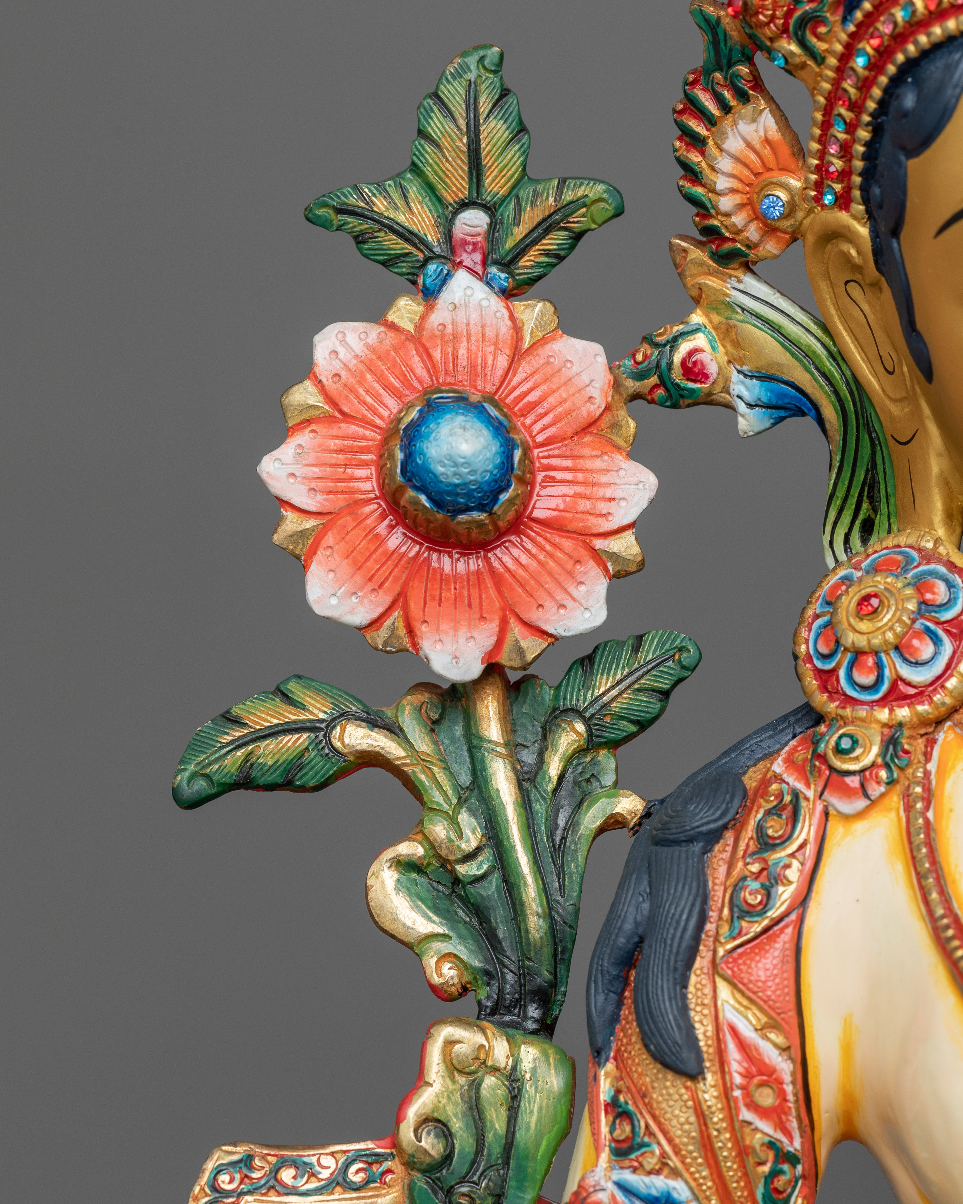 Premium White Painted Sita Tara Statue in 24K Gold | A Symbol of Compassion and Healing