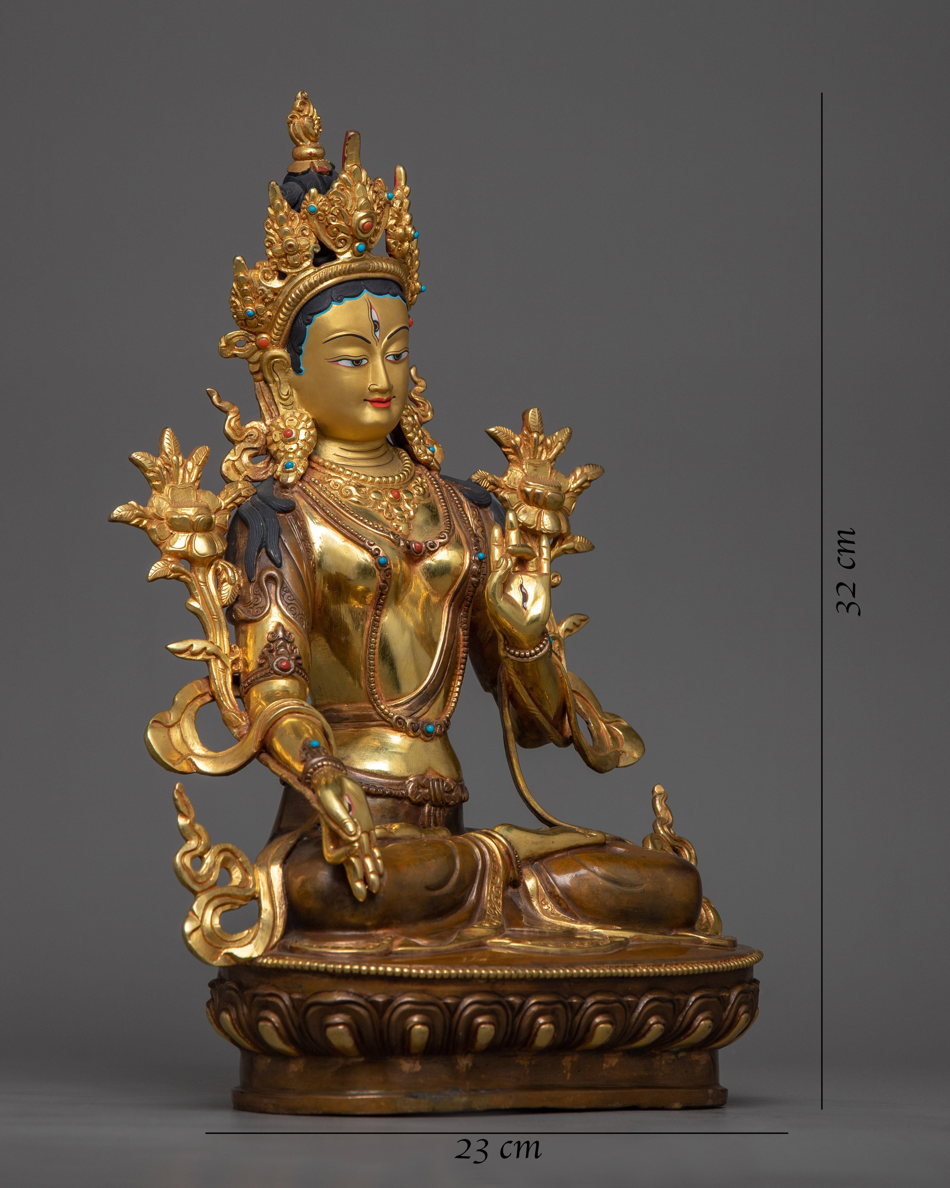 copper white tara statue