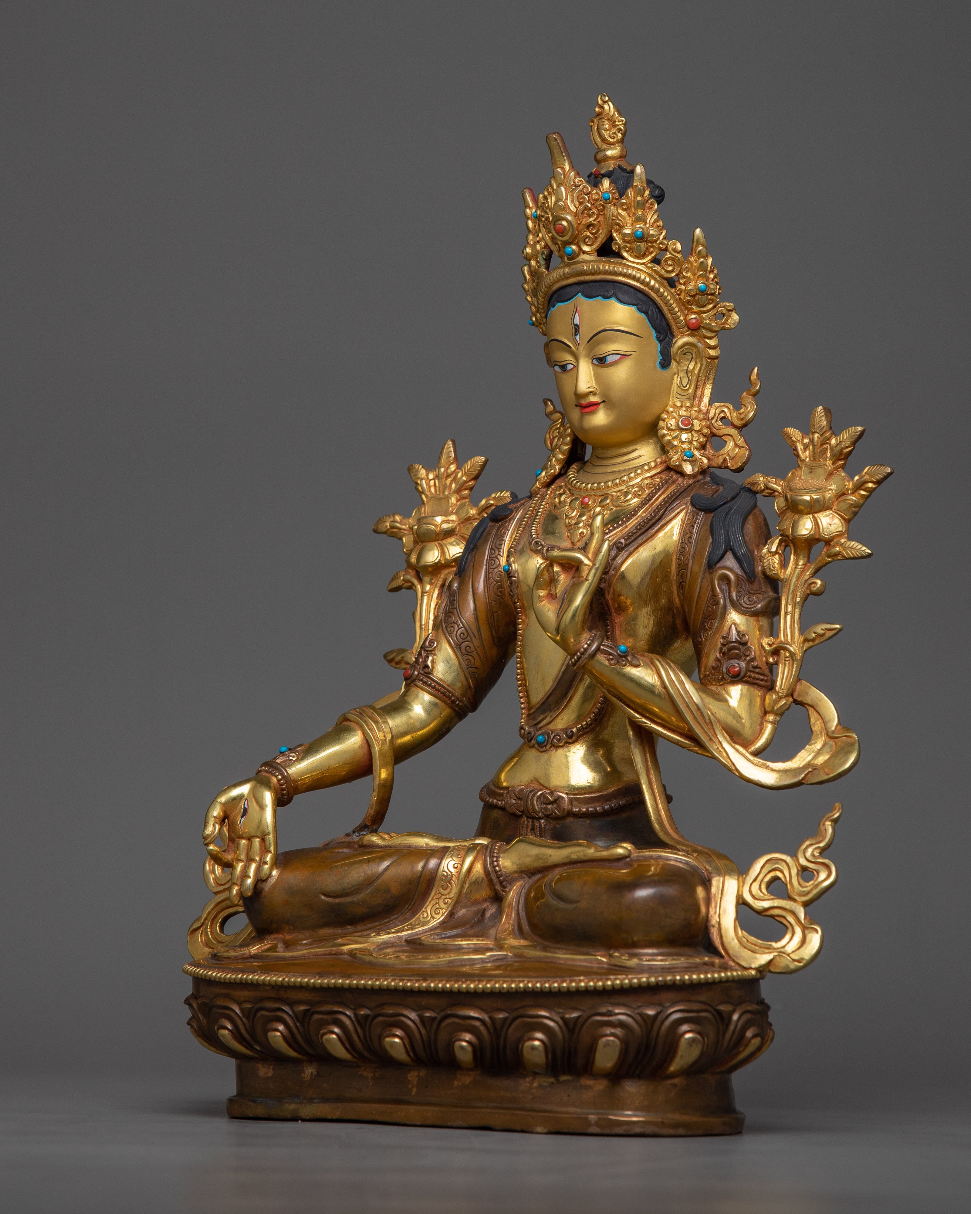 copper white tara statue