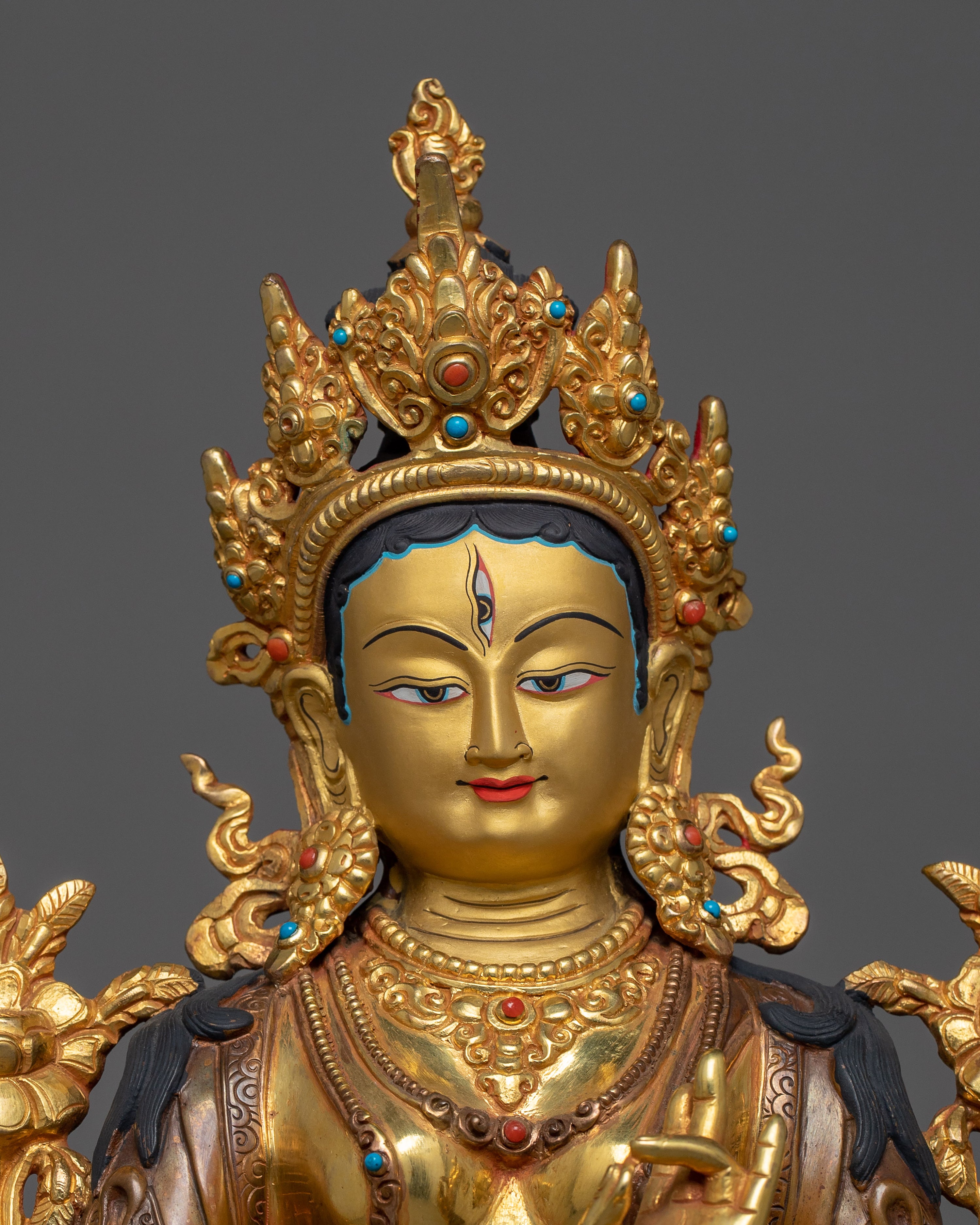 copper white tara statue