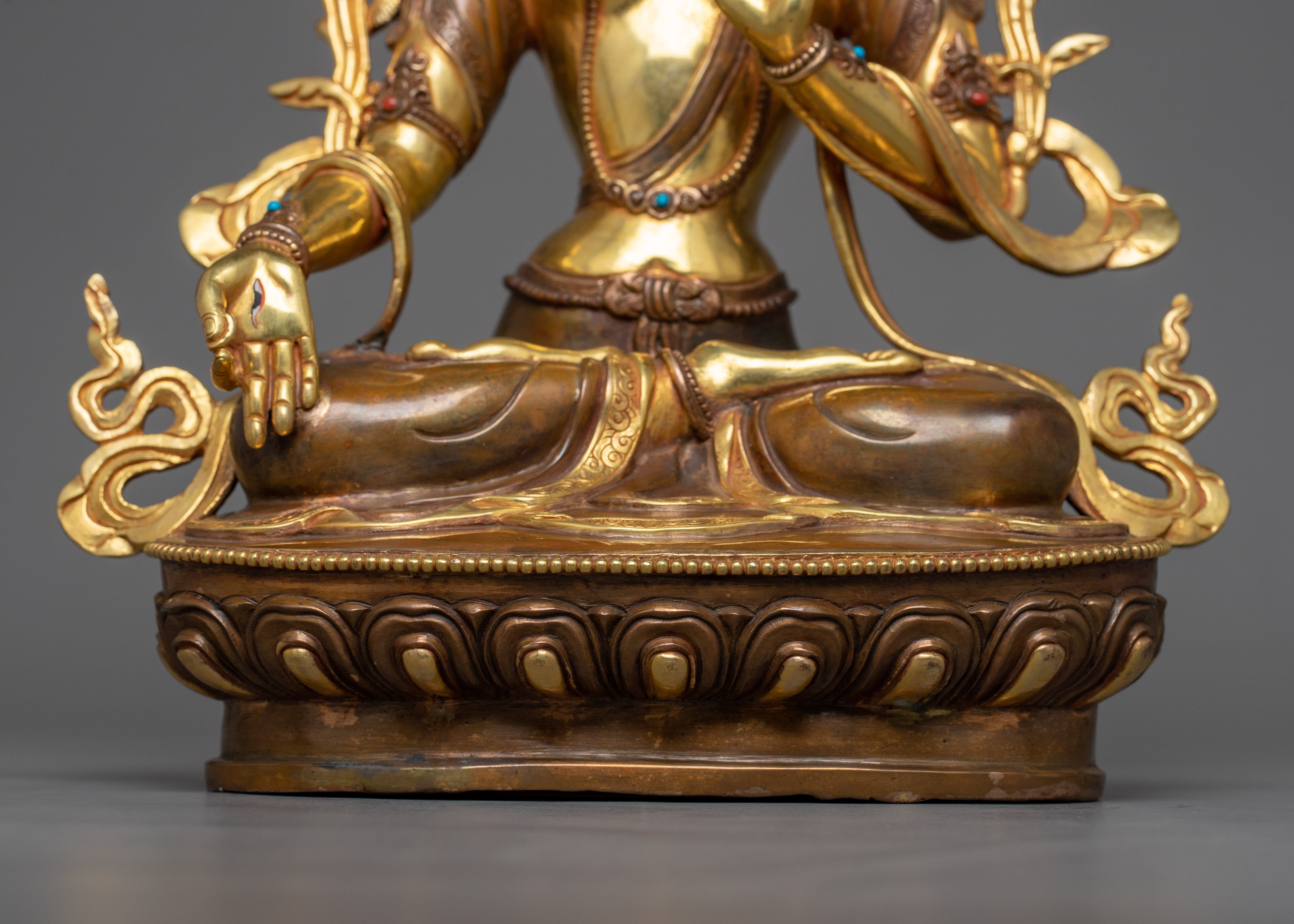 Copper White Tara Statue in 24K Gold | A Symbol of Compassion and Healing