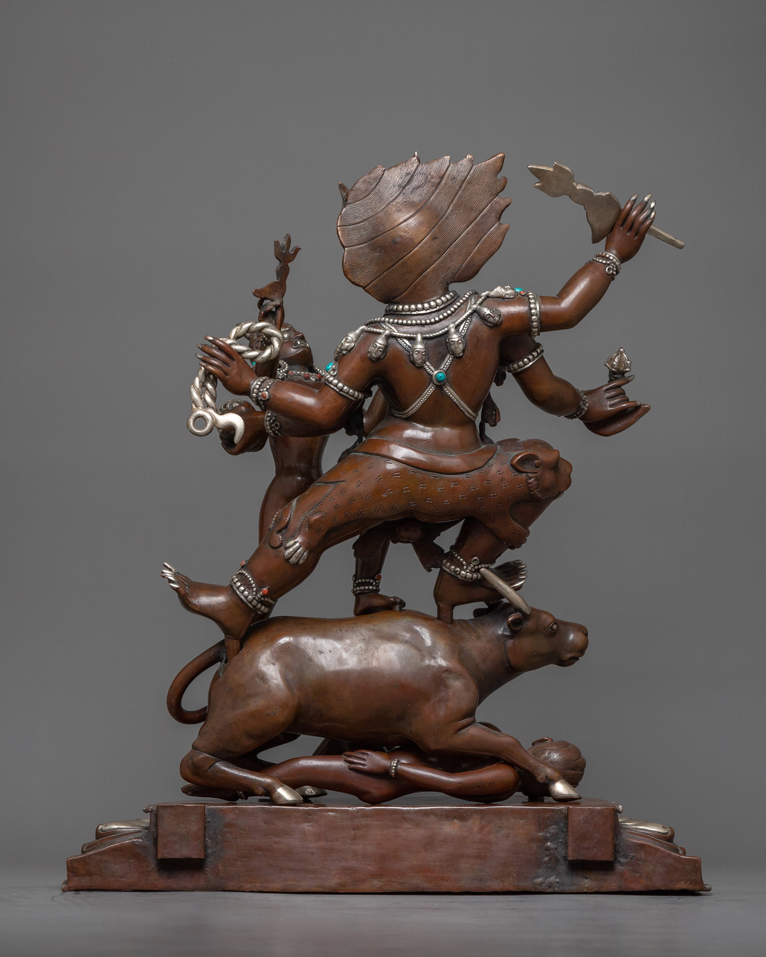 Yama Dharmaraja with Consort Sculpture in Silver | A Symbol of Ultimate Transformation