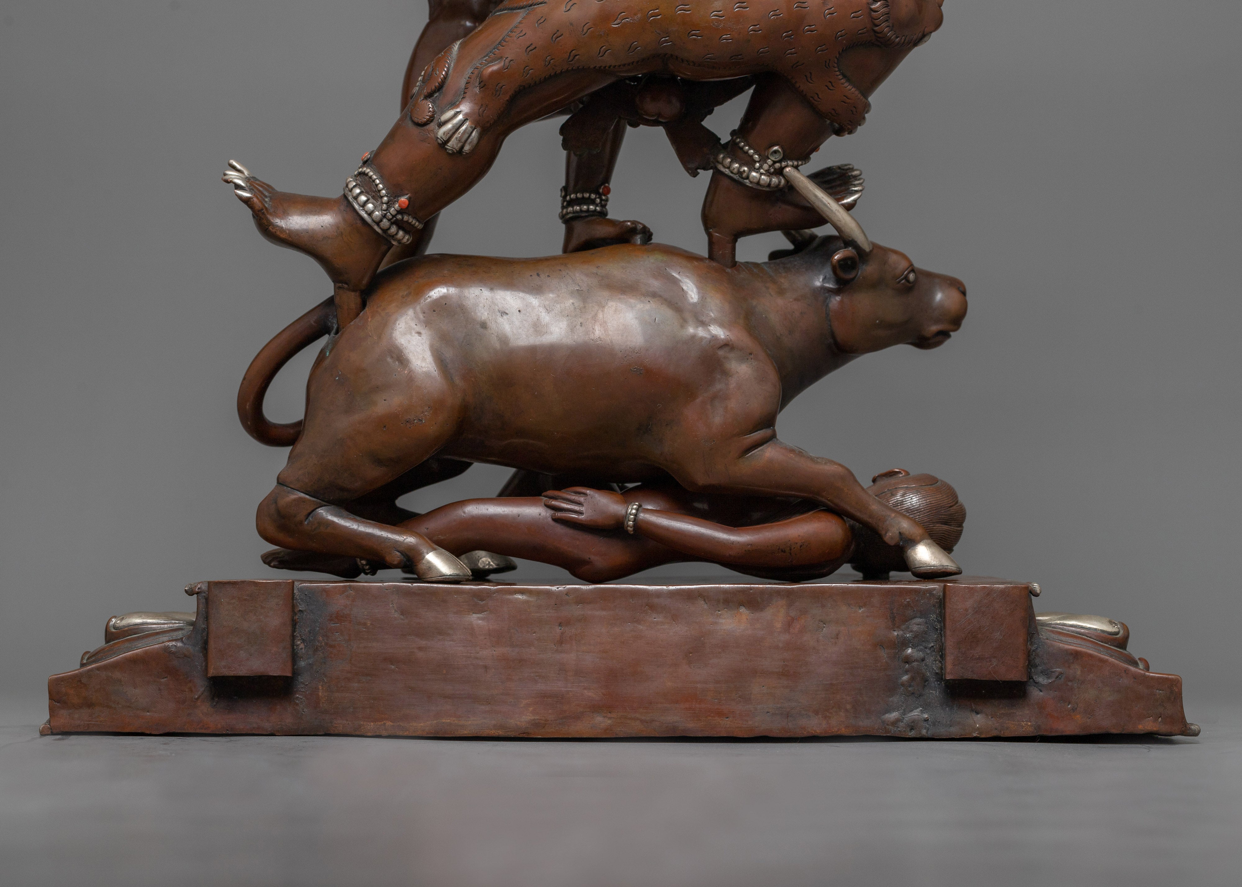 Yama Dharmaraja with Consort Sculpture in Silver | A Symbol of Ultimate Transformation