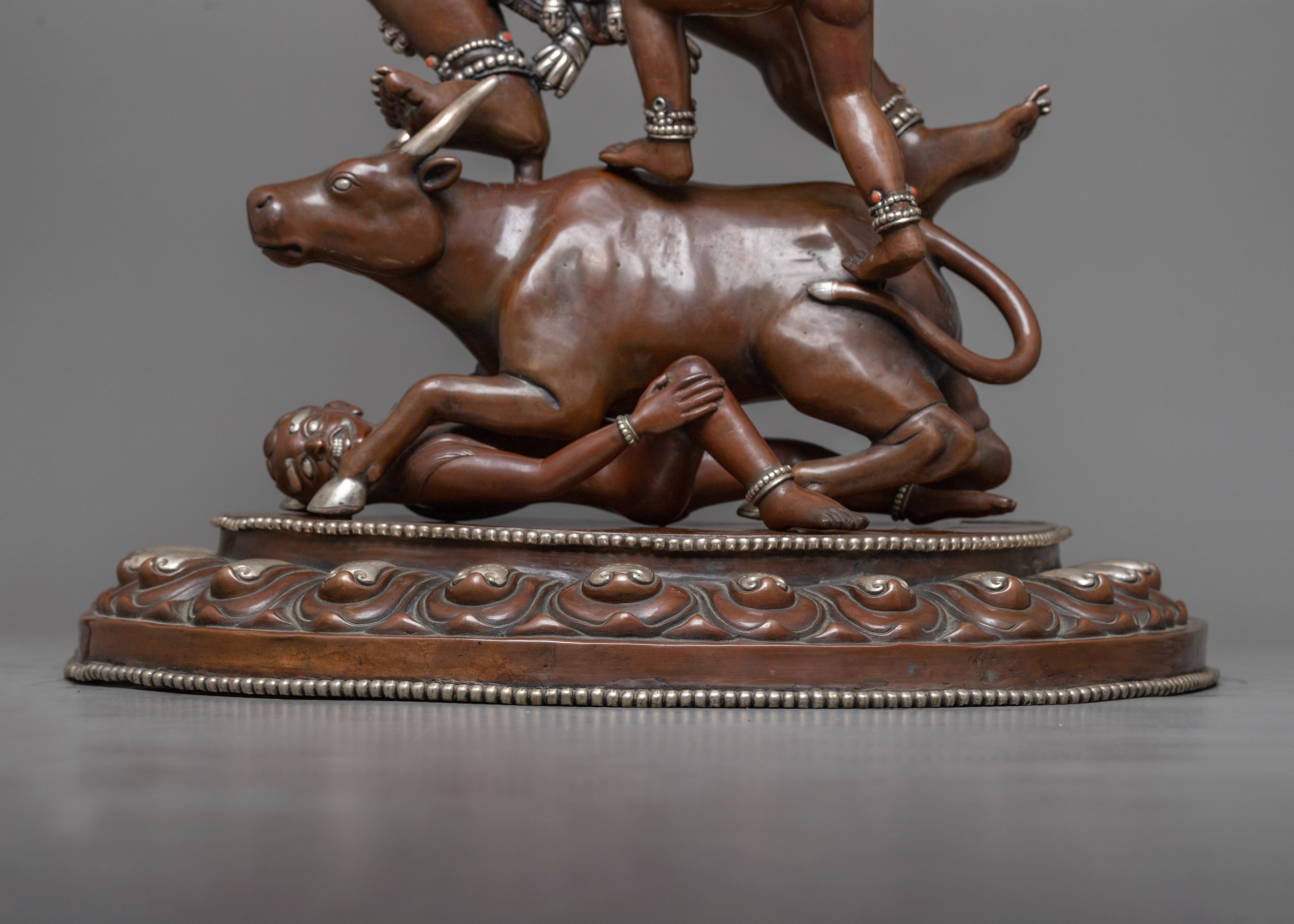 Yama Dharmaraja with Consort Sculpture in Silver | A Symbol of Ultimate Transformation