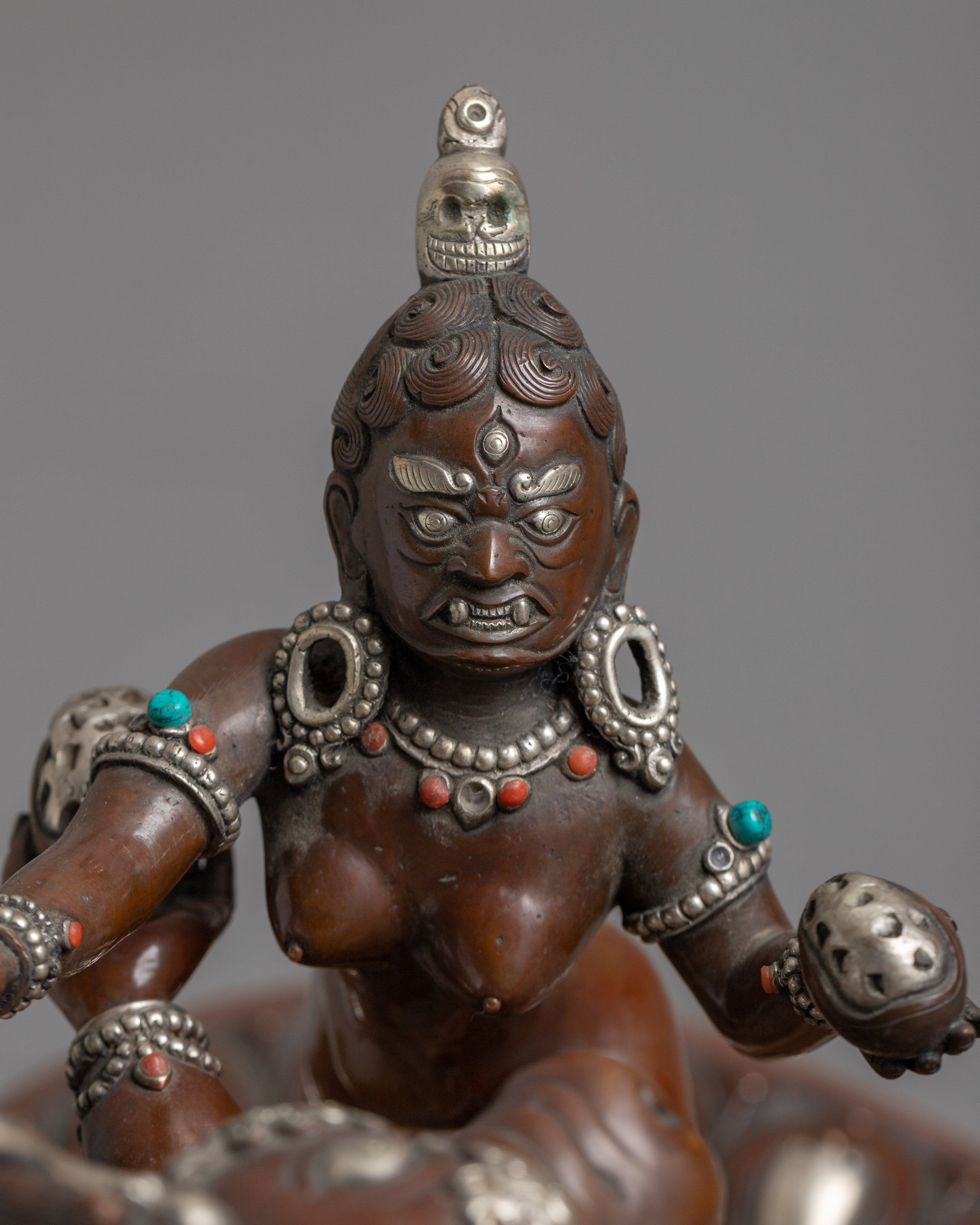 Yama Dharmaraja with Consort Sculpture in Silver | A Symbol of Ultimate Transformation