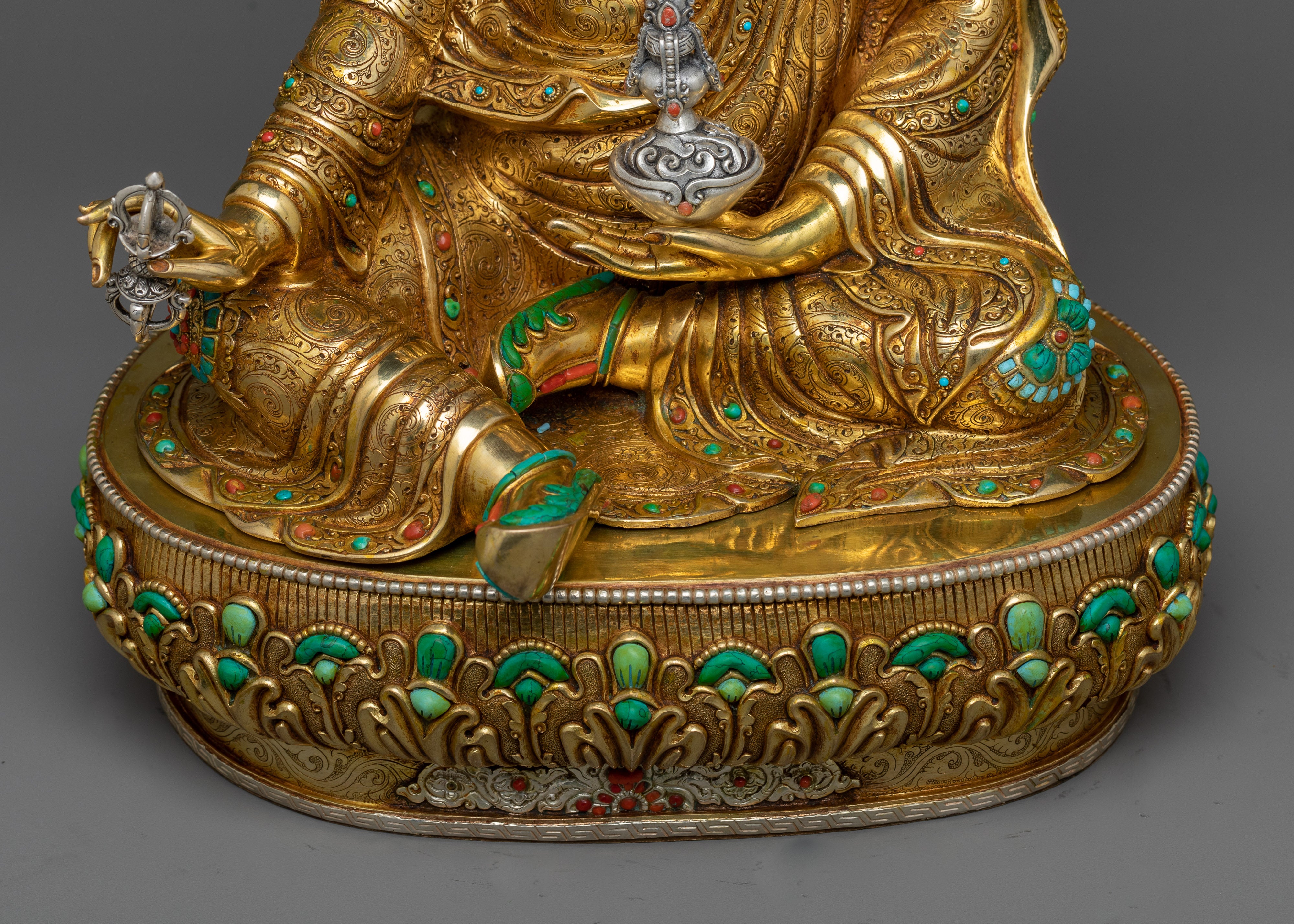 Exquisite Guru Rinpoche Statue with Gemstone Embellishments | Himalayan Artwork