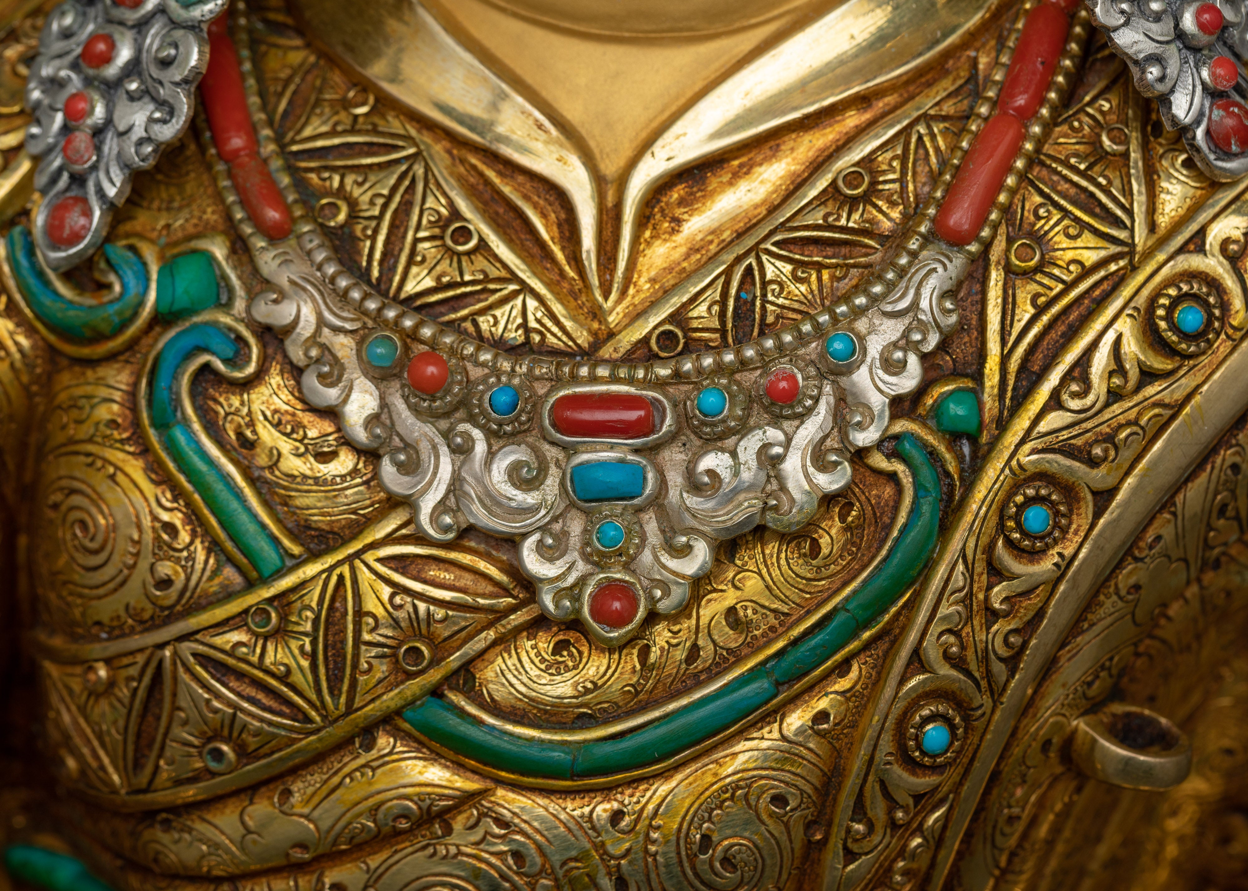 Exquisite Guru Rinpoche Statue with Gemstone Embellishments | Himalayan Artwork