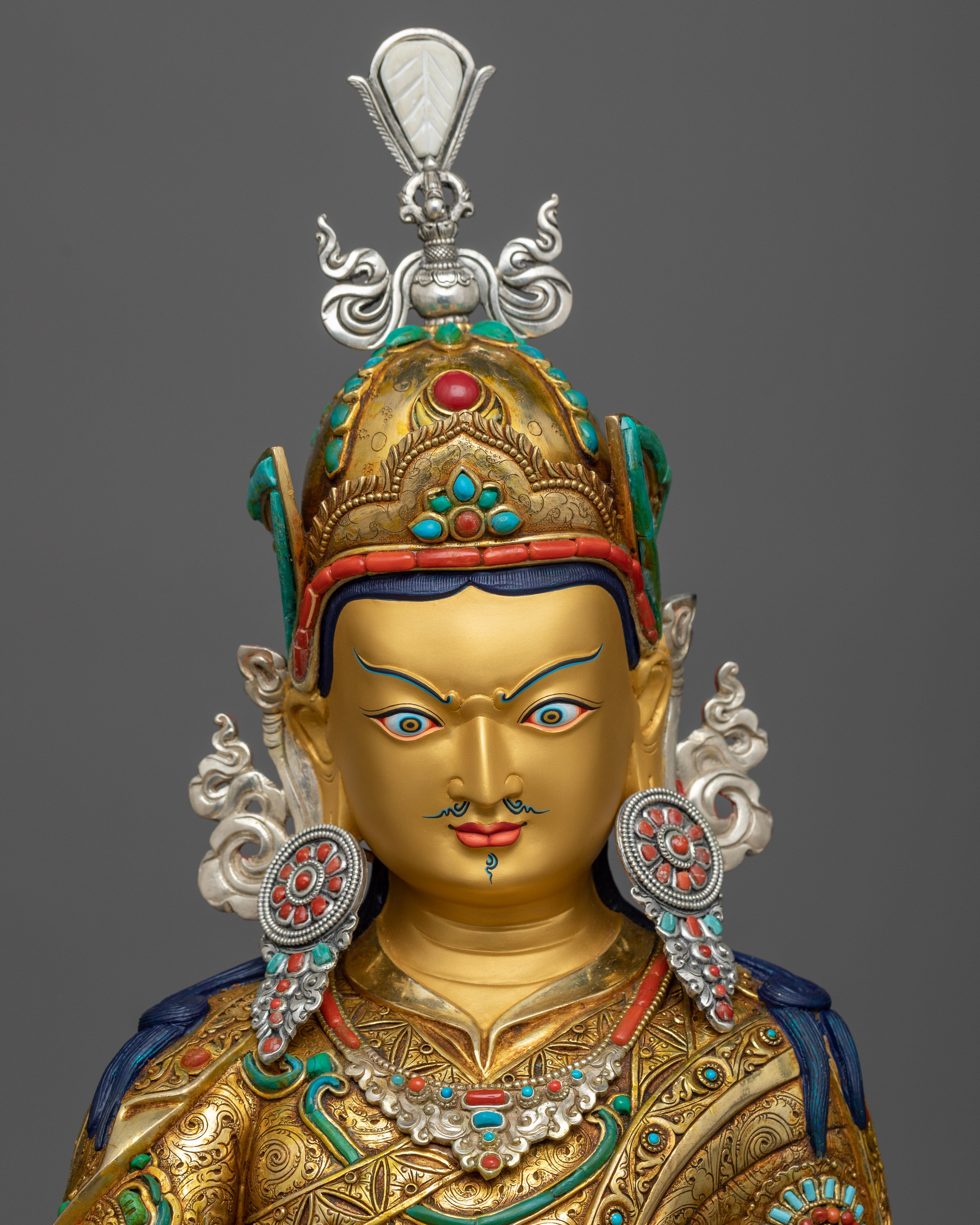 Exquisite Guru Rinpoche Statue with Gemstone Embellishments | Himalayan Artwork
