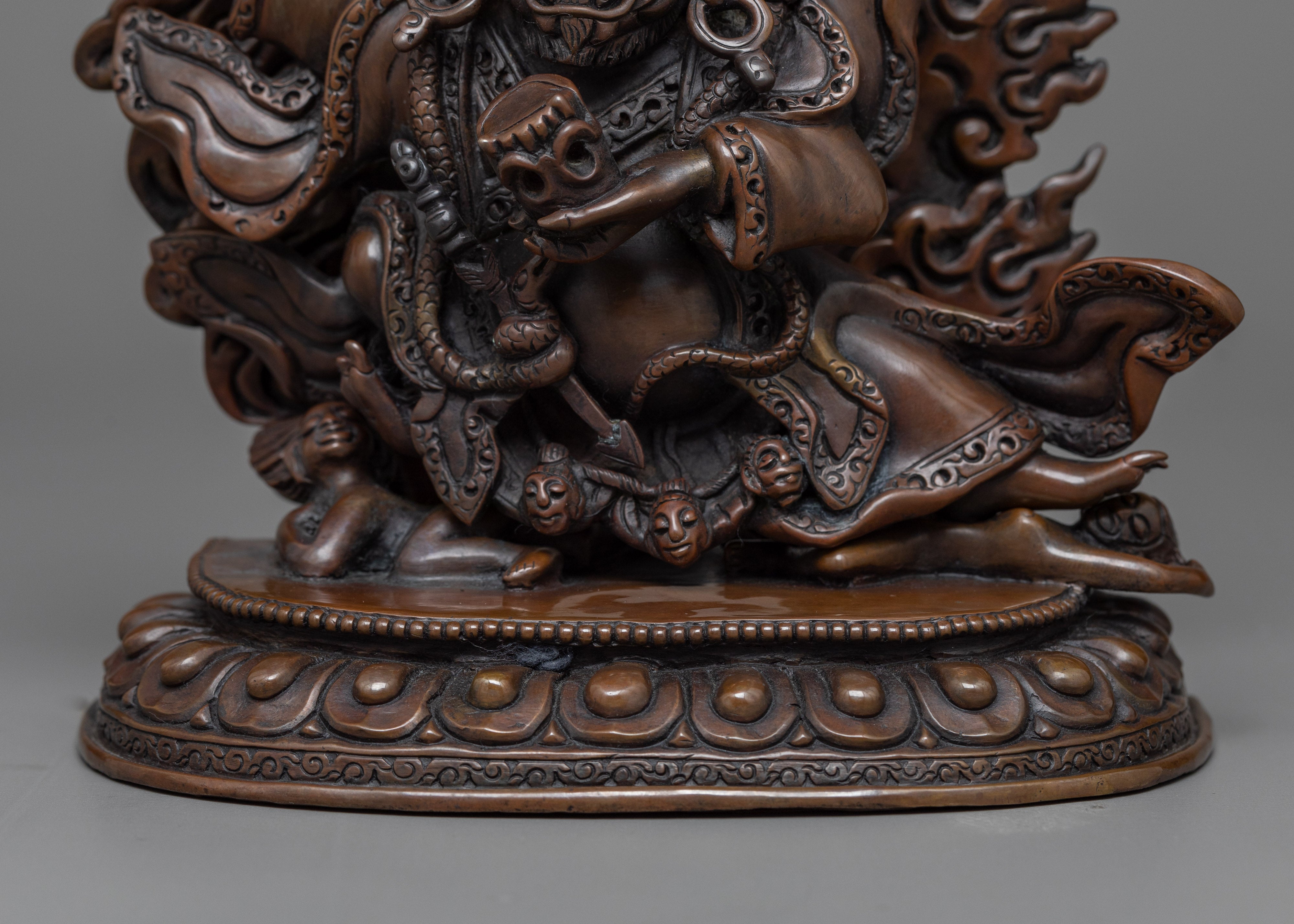 Embrace the Fierce Protection of Mahakala Bernagchen | Chocolate Oxidized Copper Art