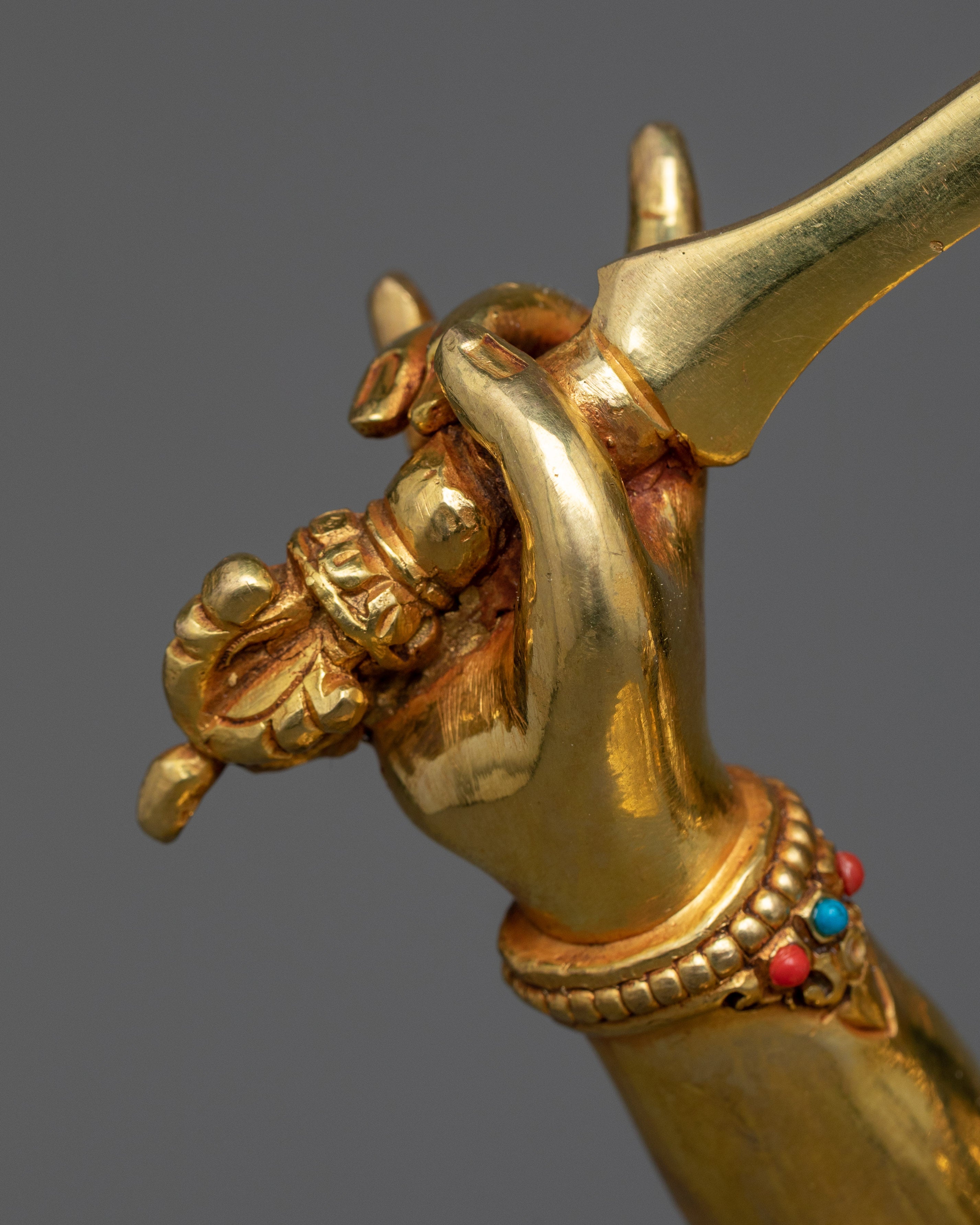 Buddha of Wisdom Manjushri Statue | Gleaming 24K Gold Gilded