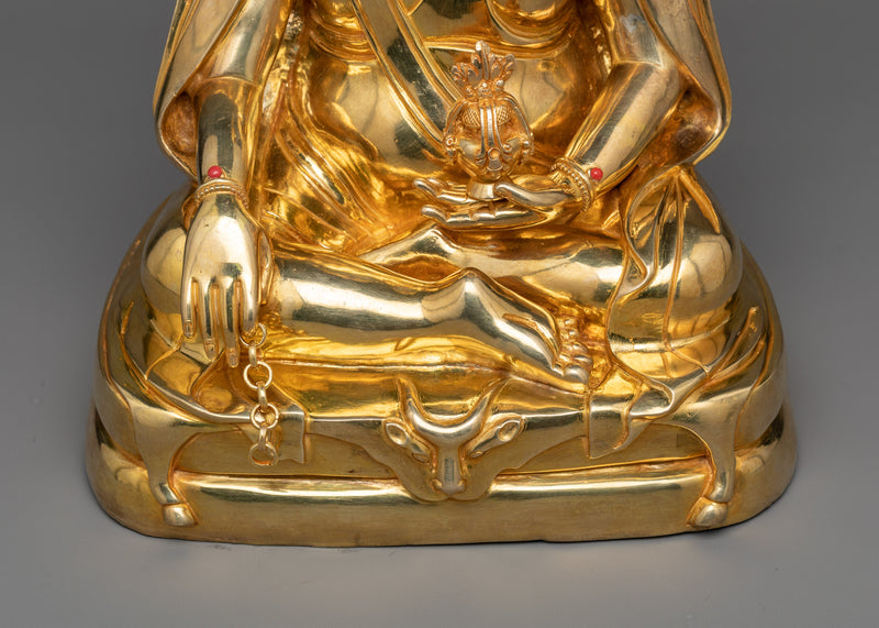 Thangtong Gyalpo Sculpture in 24K Gold | Visionary Tibetan Saint
