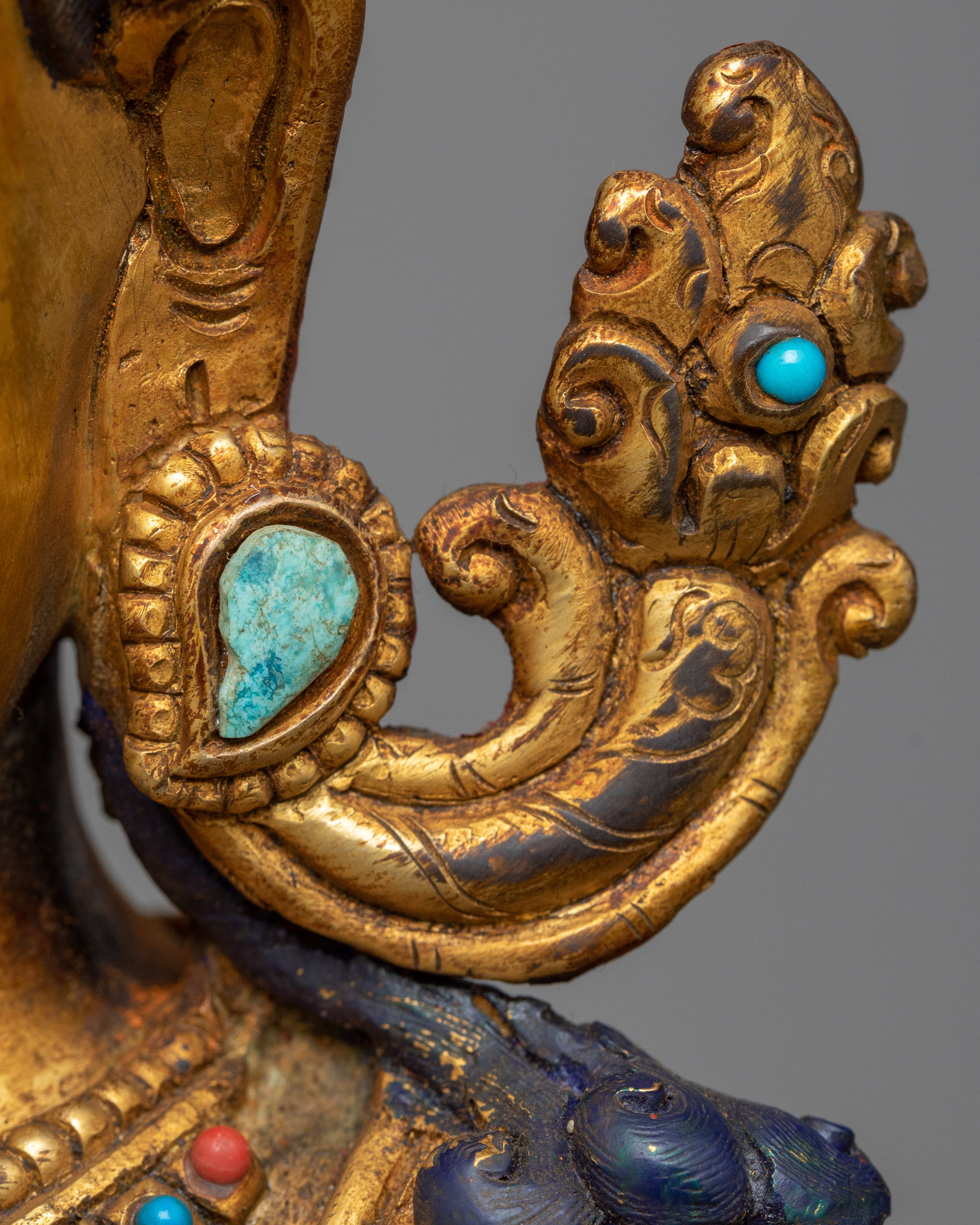 Antique-Finished Bodhisattva Sculpture in 24K Gold | A Shrine's Spiritual Jewel