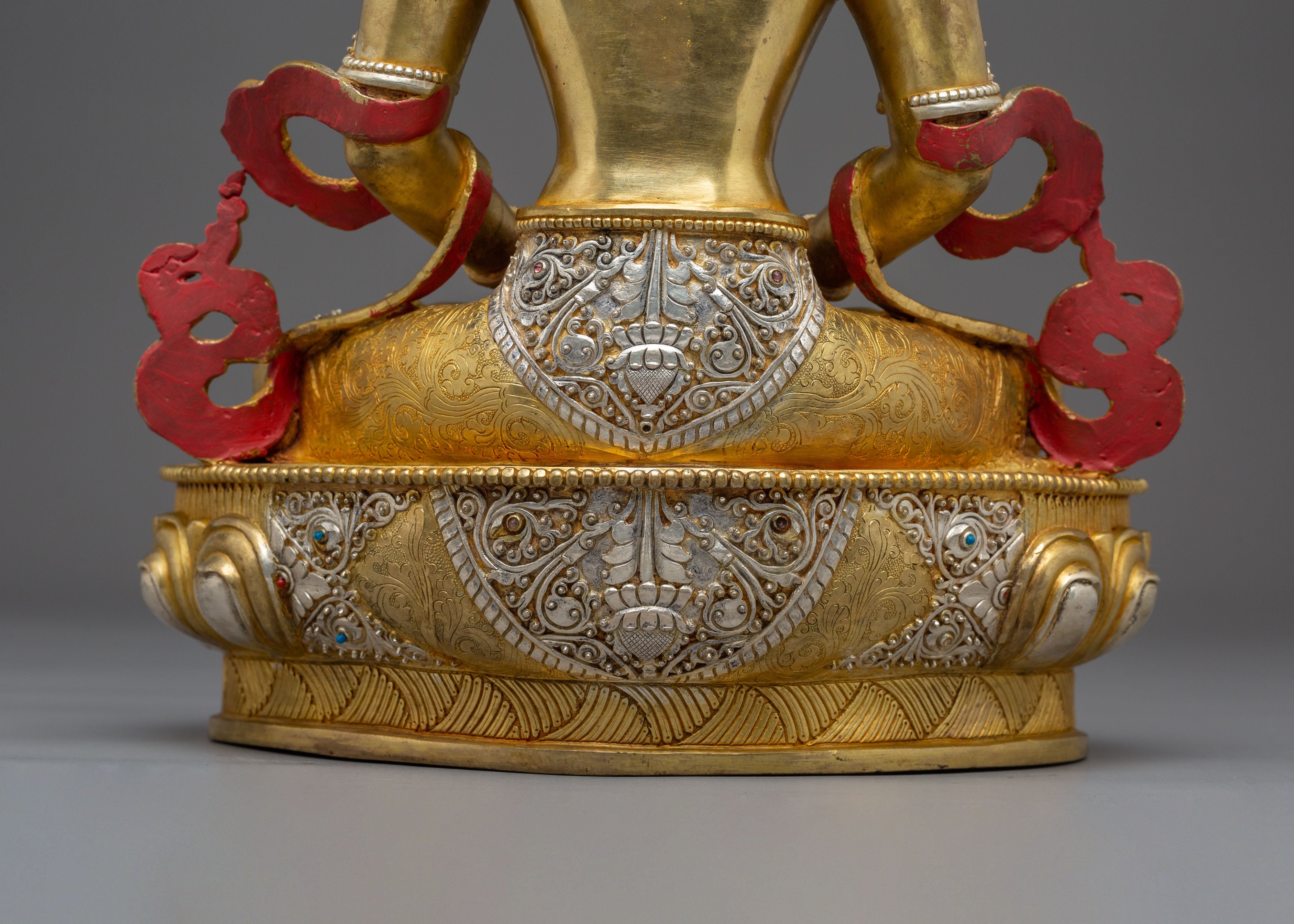 Sacred Golden Amitayus Statue: Handcrafted Tibetan Statue