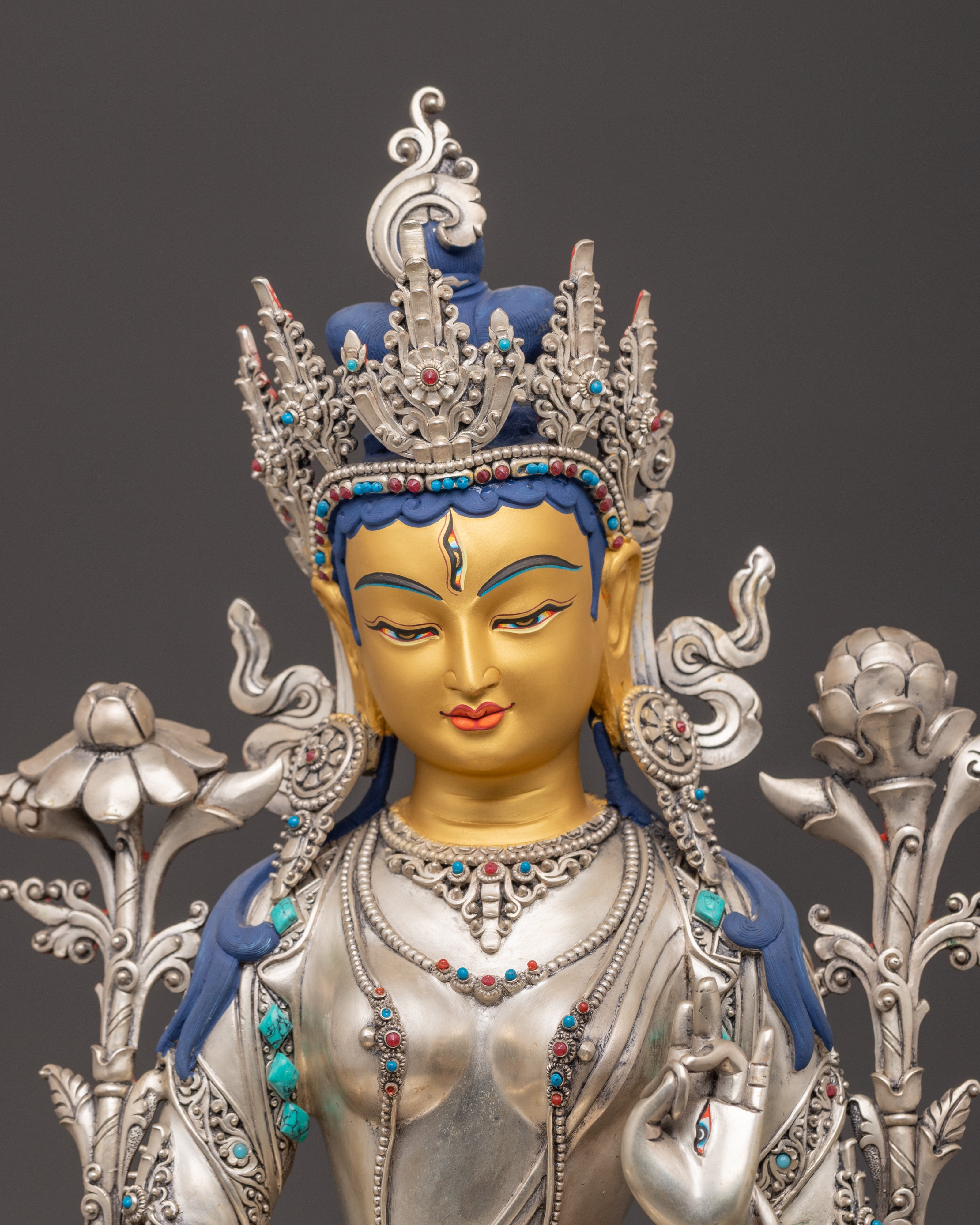 Compassionate Healing Goddess White Tara Statue | Longevity Symbol