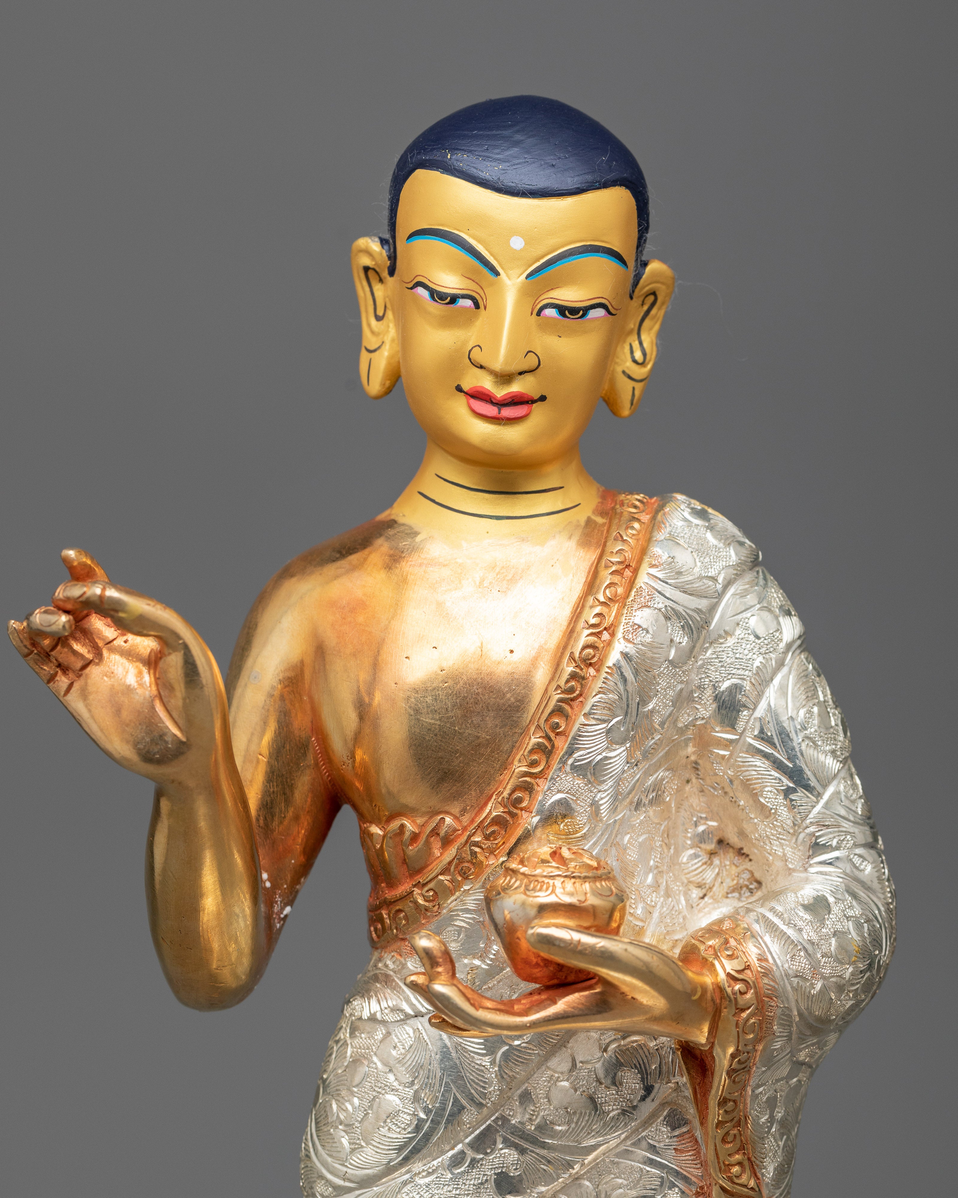 Shakyamuni Buddha Statue with Disciples | Traditional Himalayan Art