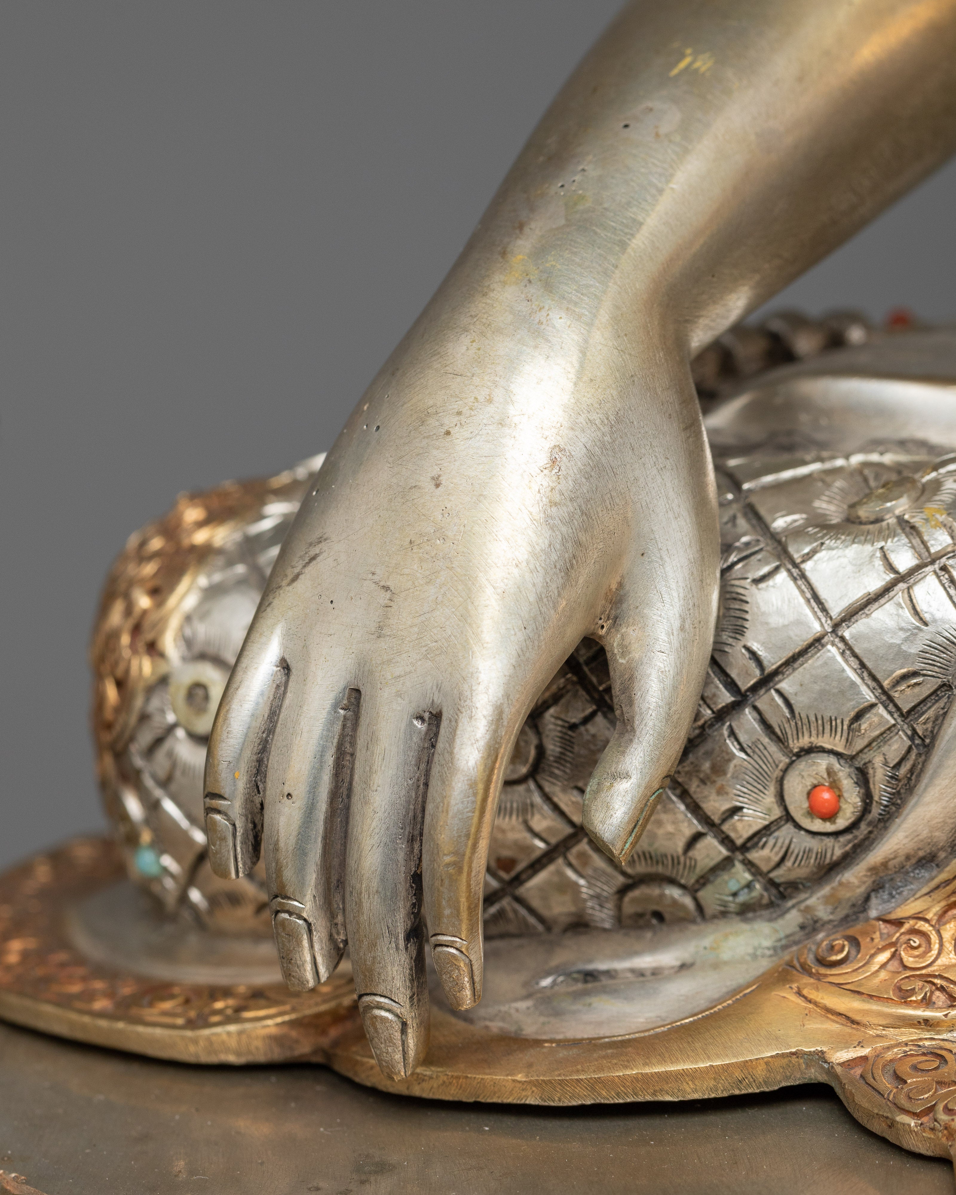 Shakyamuni Buddha Statue with Disciples | Traditional Himalayan Art