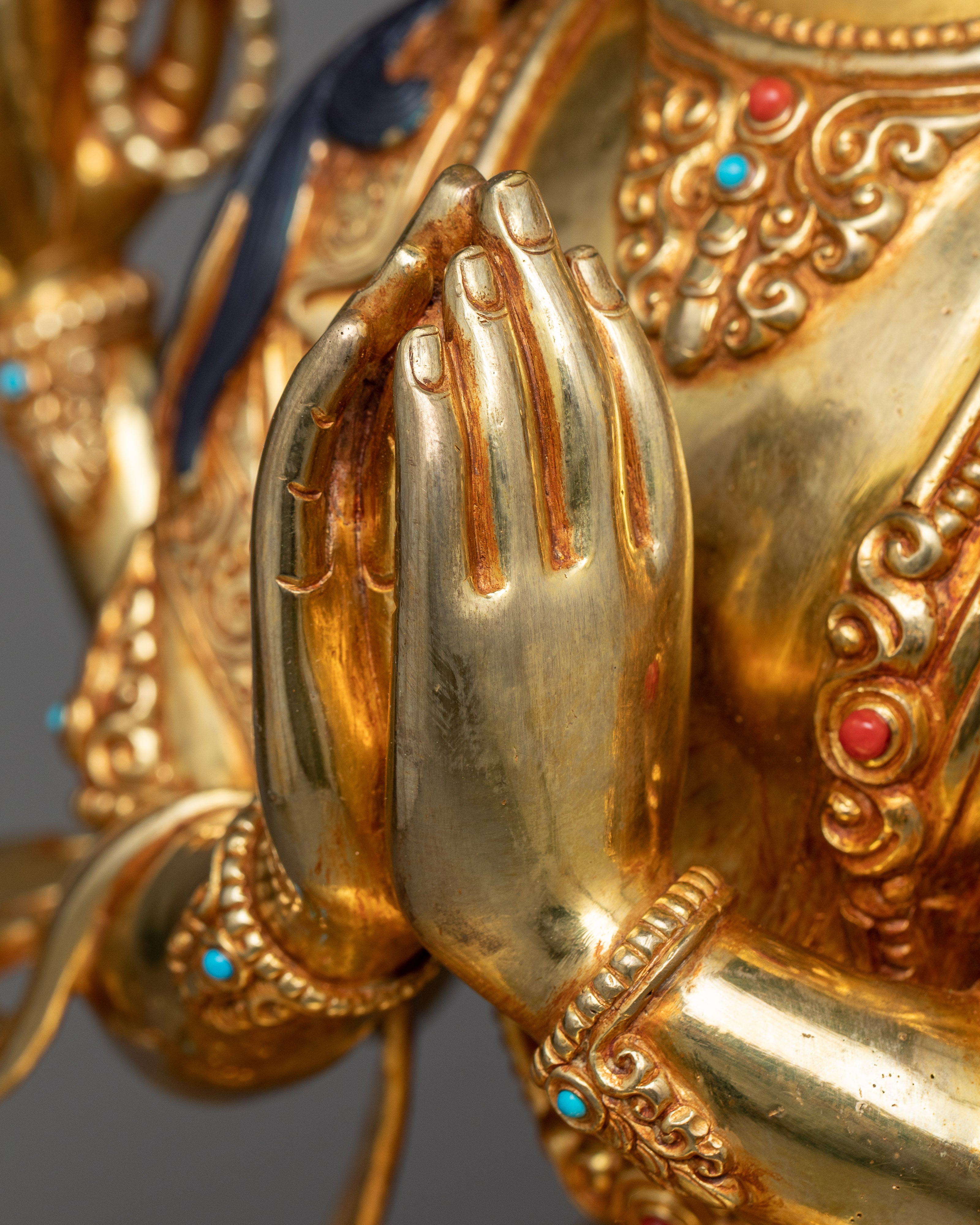 Chenrezig Gilt Copper Statue | Compassion in 24K Gold Splendor