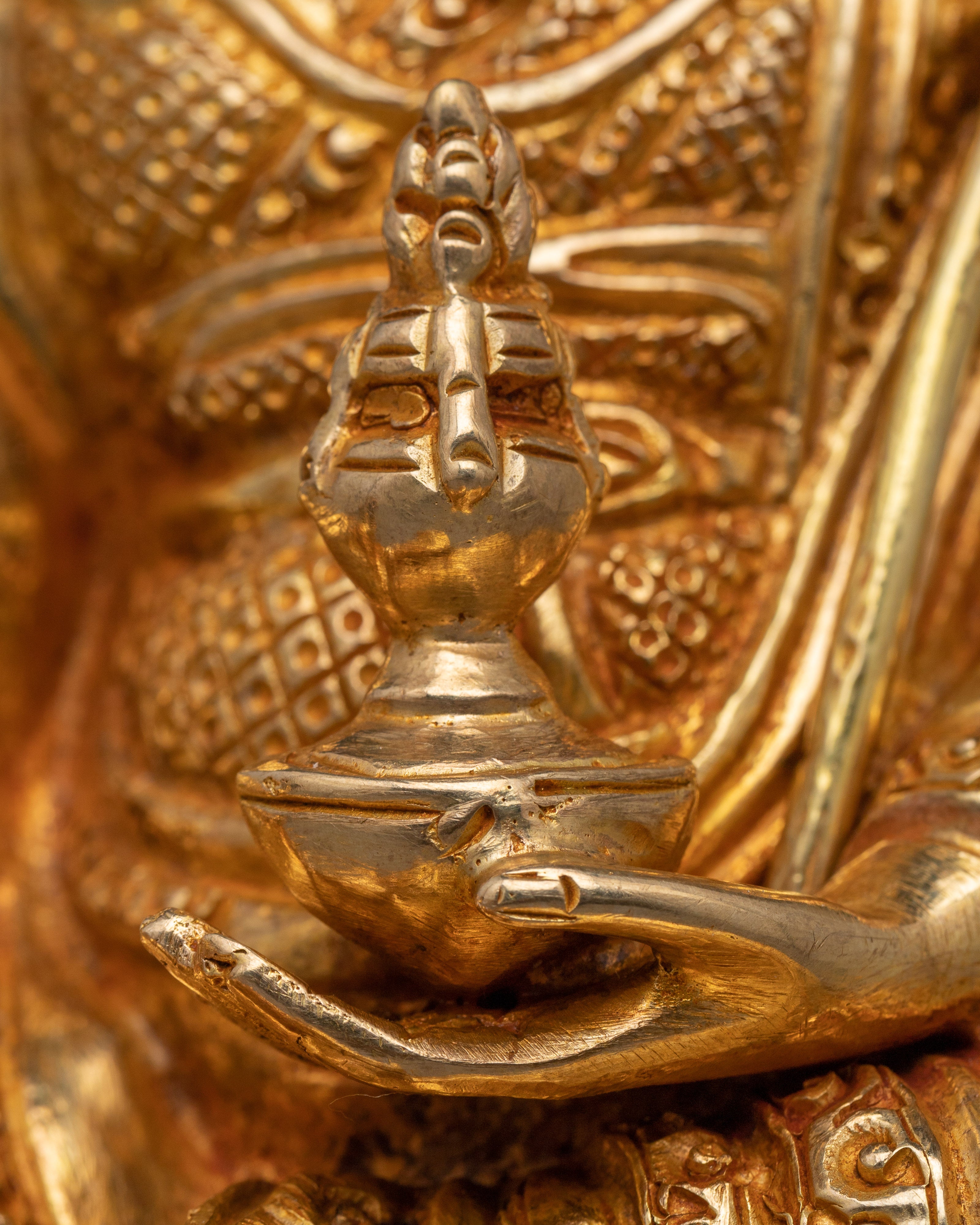 Guru Rinpoche Gold Gilded Statue | A Spiritual Beacon in 24K Gold