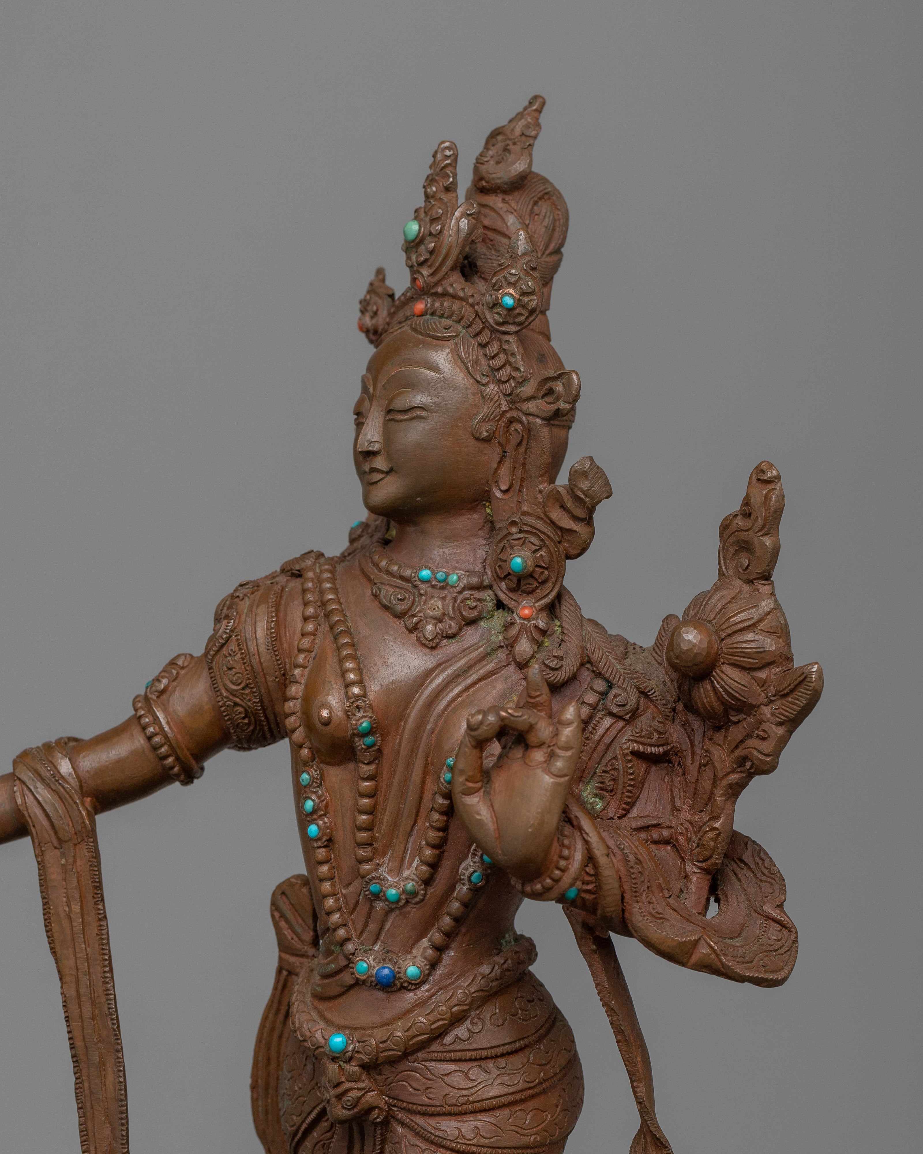 Tibetan Sculpture of Tibetan Goddess Green Tara | Deity of Compassion and Protection