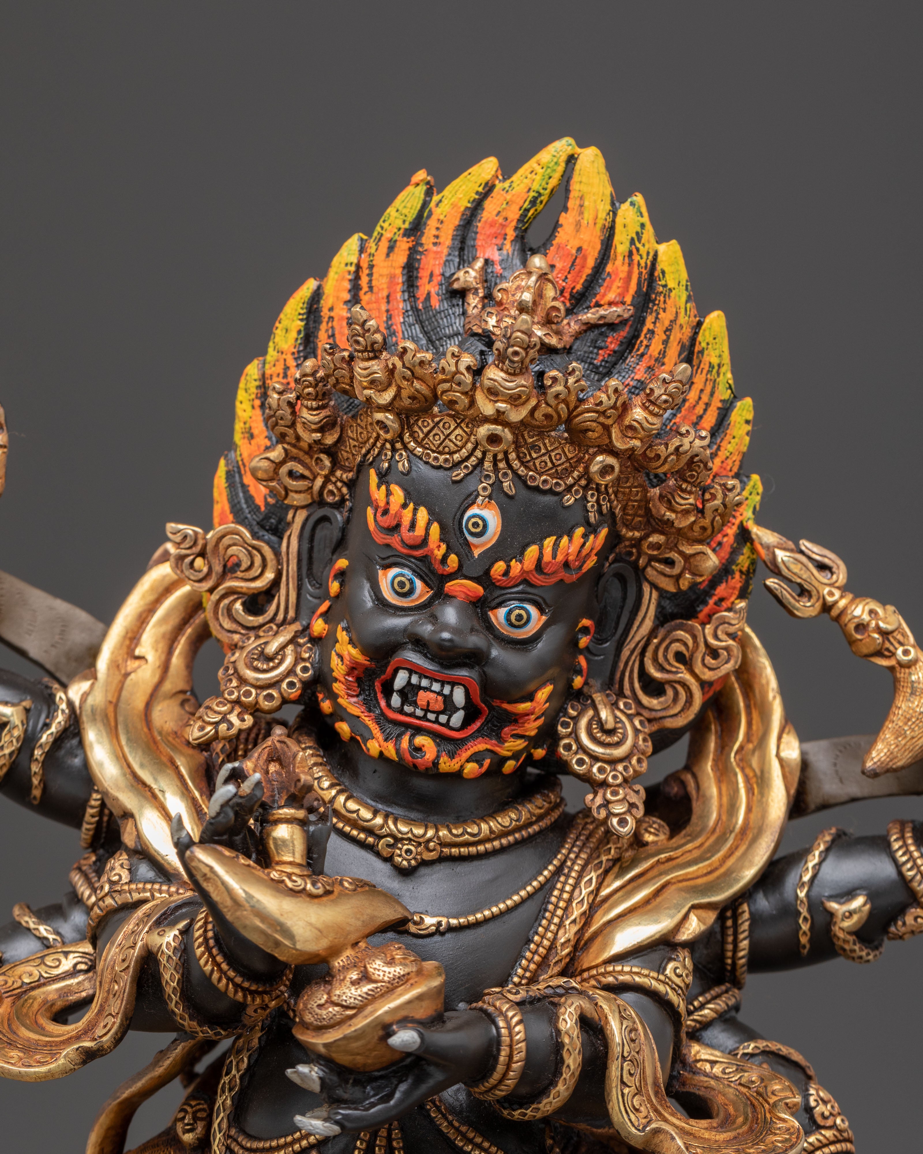 Majestic Statue of 6 Armed Mahakala | Fierce Dharma Protector