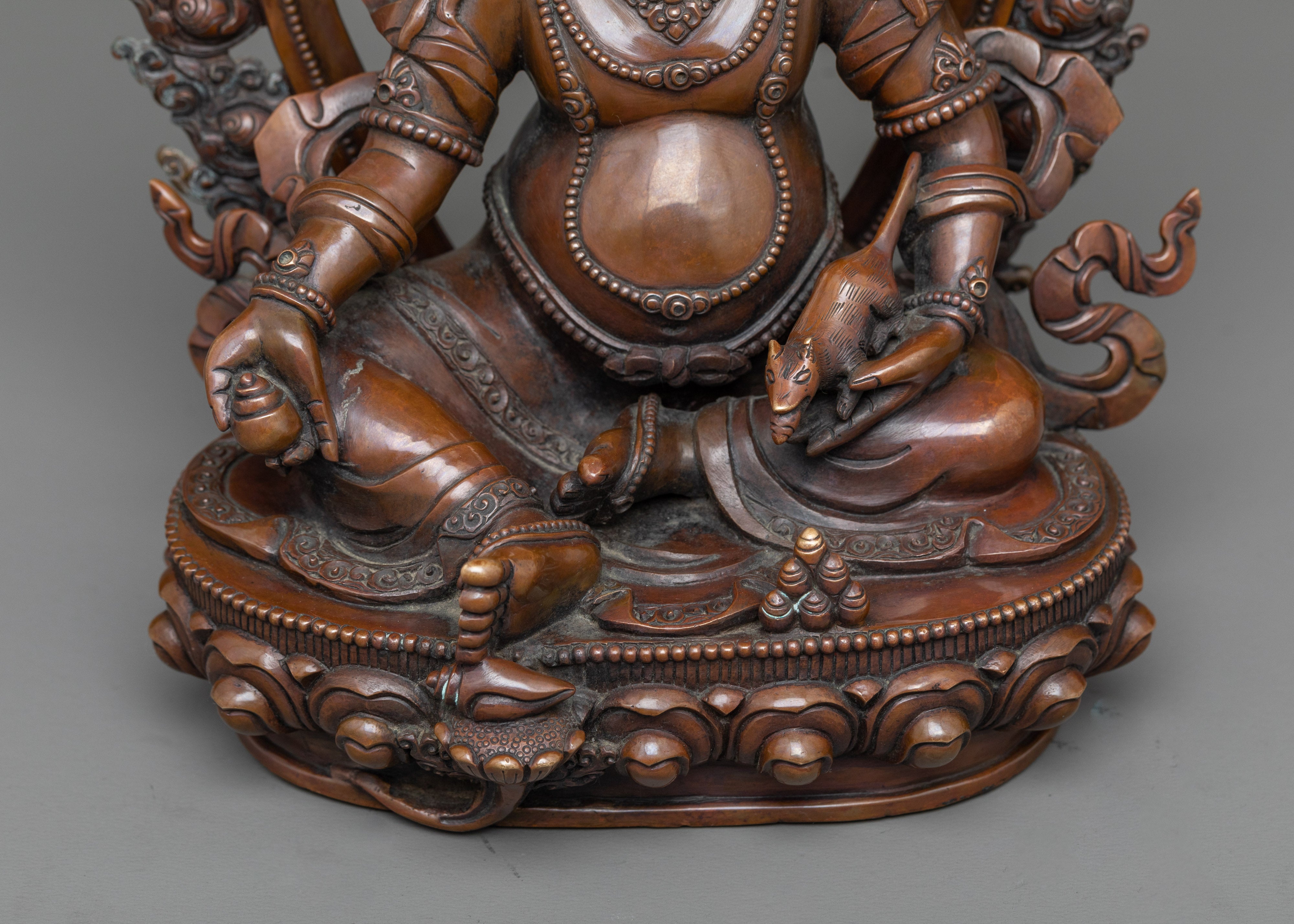 Yellow Zambhala Statue | An Oxidized Copper Emblem of Prosperity