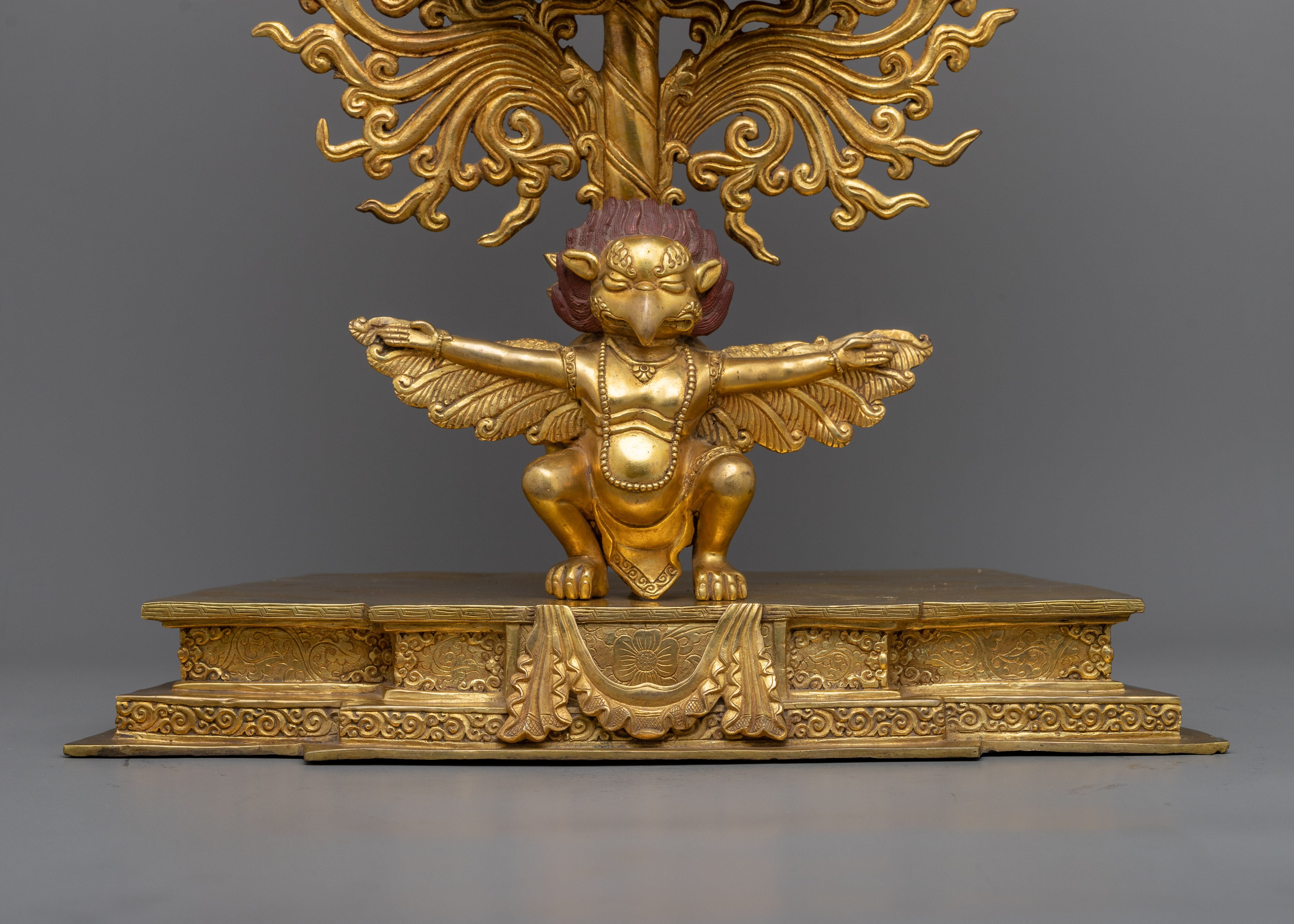 Amoghasiddhi Buddha on Garuda Statue | An 24K Gold Gilded Masterpiece