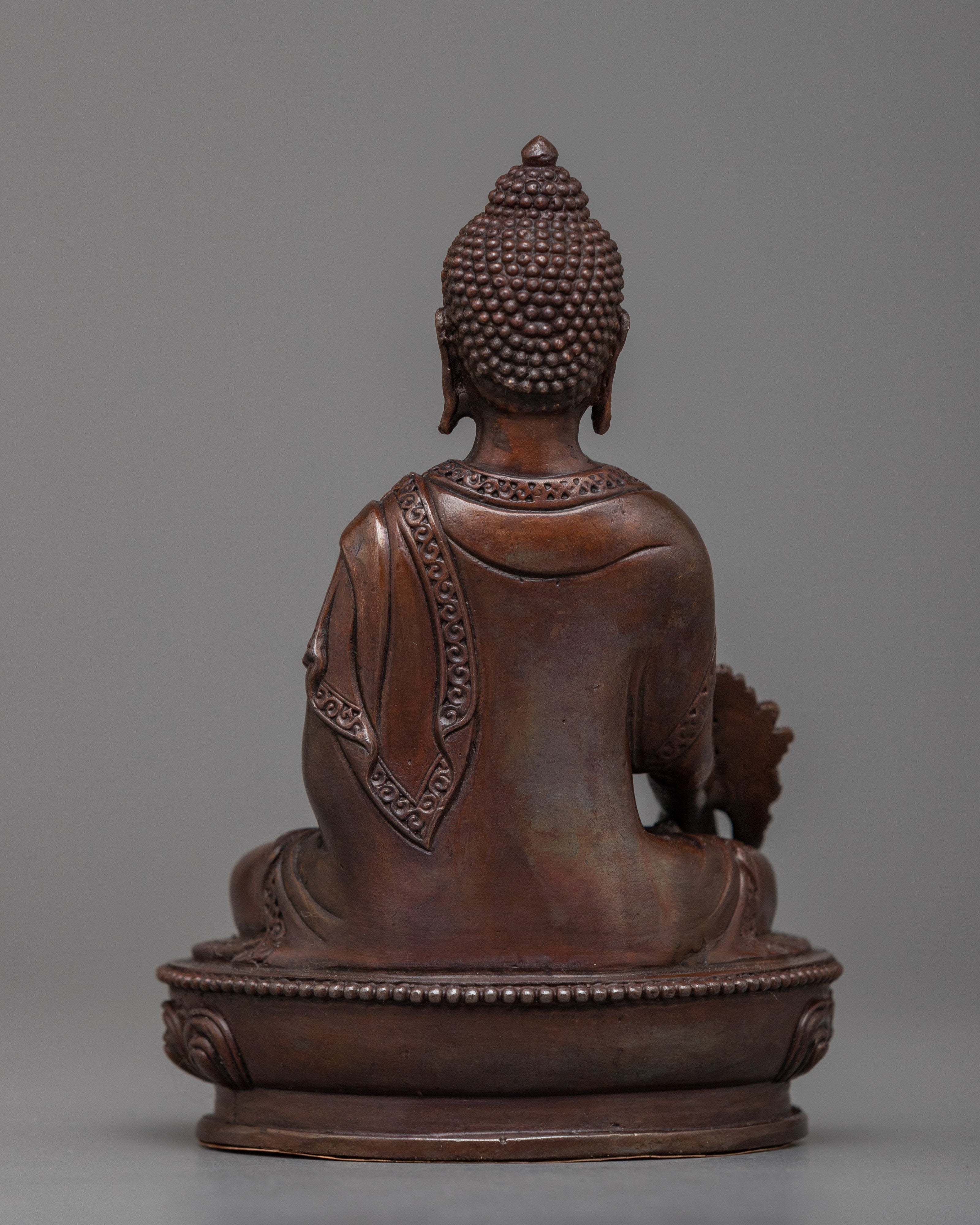 Machine-Made Medicine Buddha Statue | A Compact Oxidized Copper Symbol of Healing