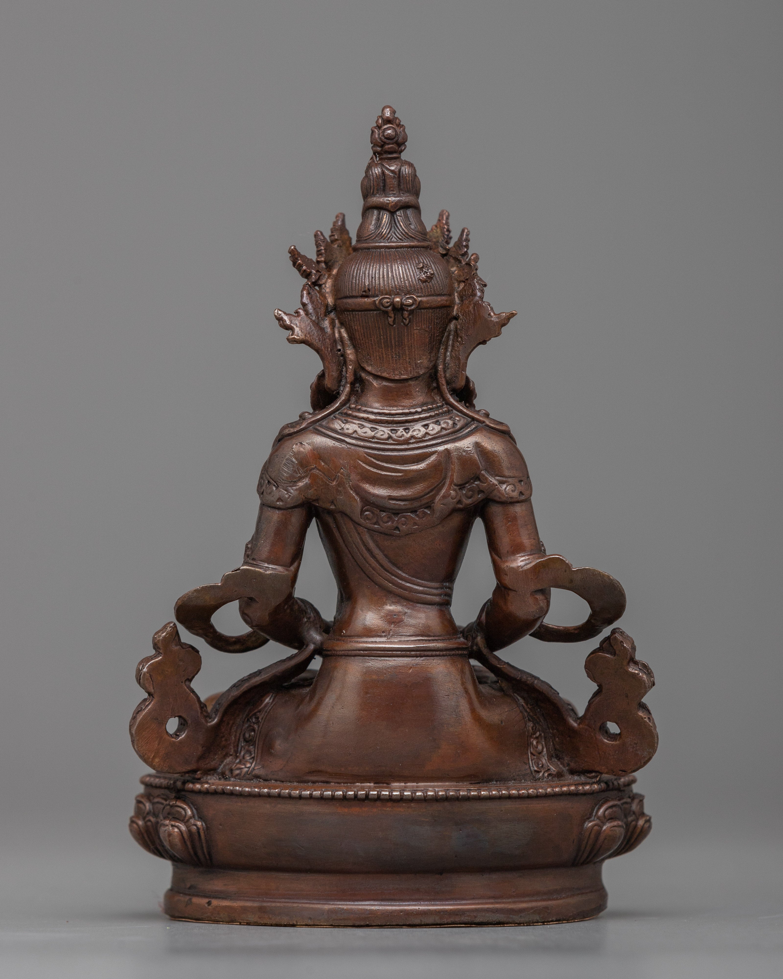 Machine-Made Amitayus Statue - A Compact Symbol of Longevity and Vitality