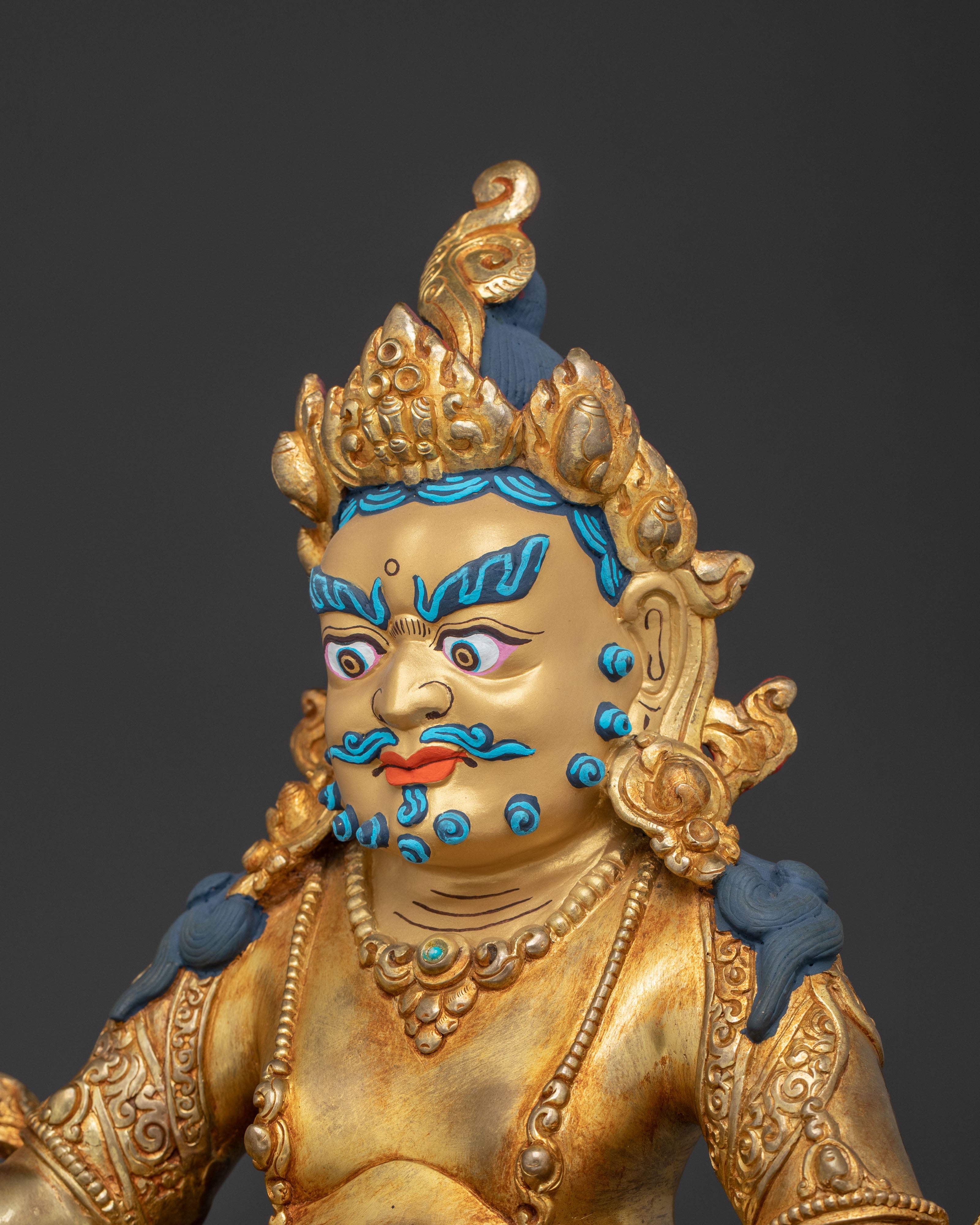 Golden Majestic Wealth Icon Dzambhala Statue | Tibetan Protector Deity