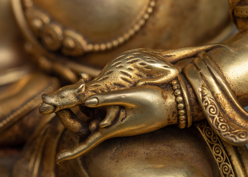 Regal Dzambhala Wealth Deity Statue | Lustrous Gold Electroplating