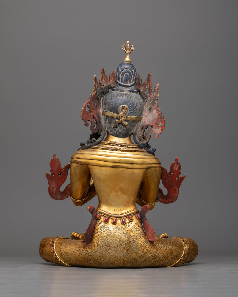 Serene Dorje Chang Statue | Antique Gold Gilded Mastery