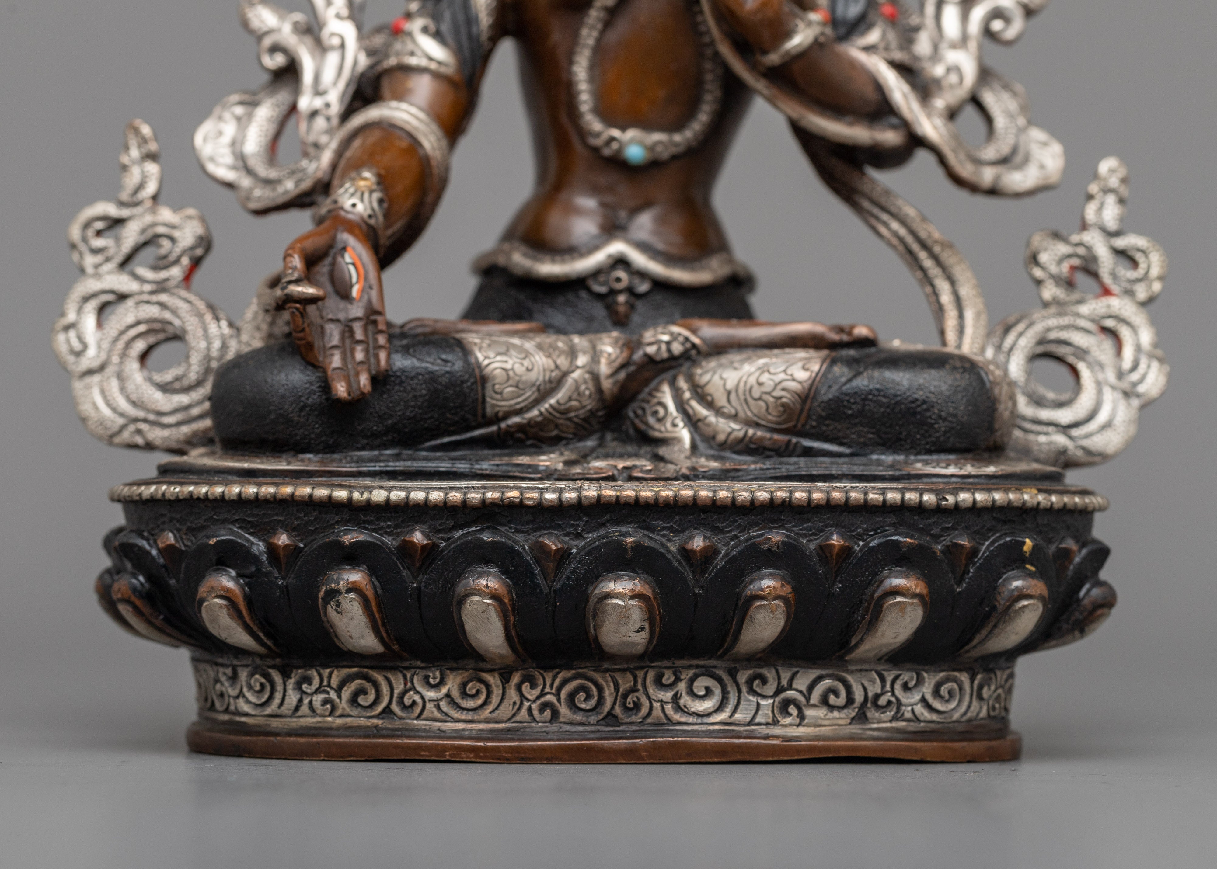 Graceful White Tara Statue | Lustrous Silver Plated Elegance