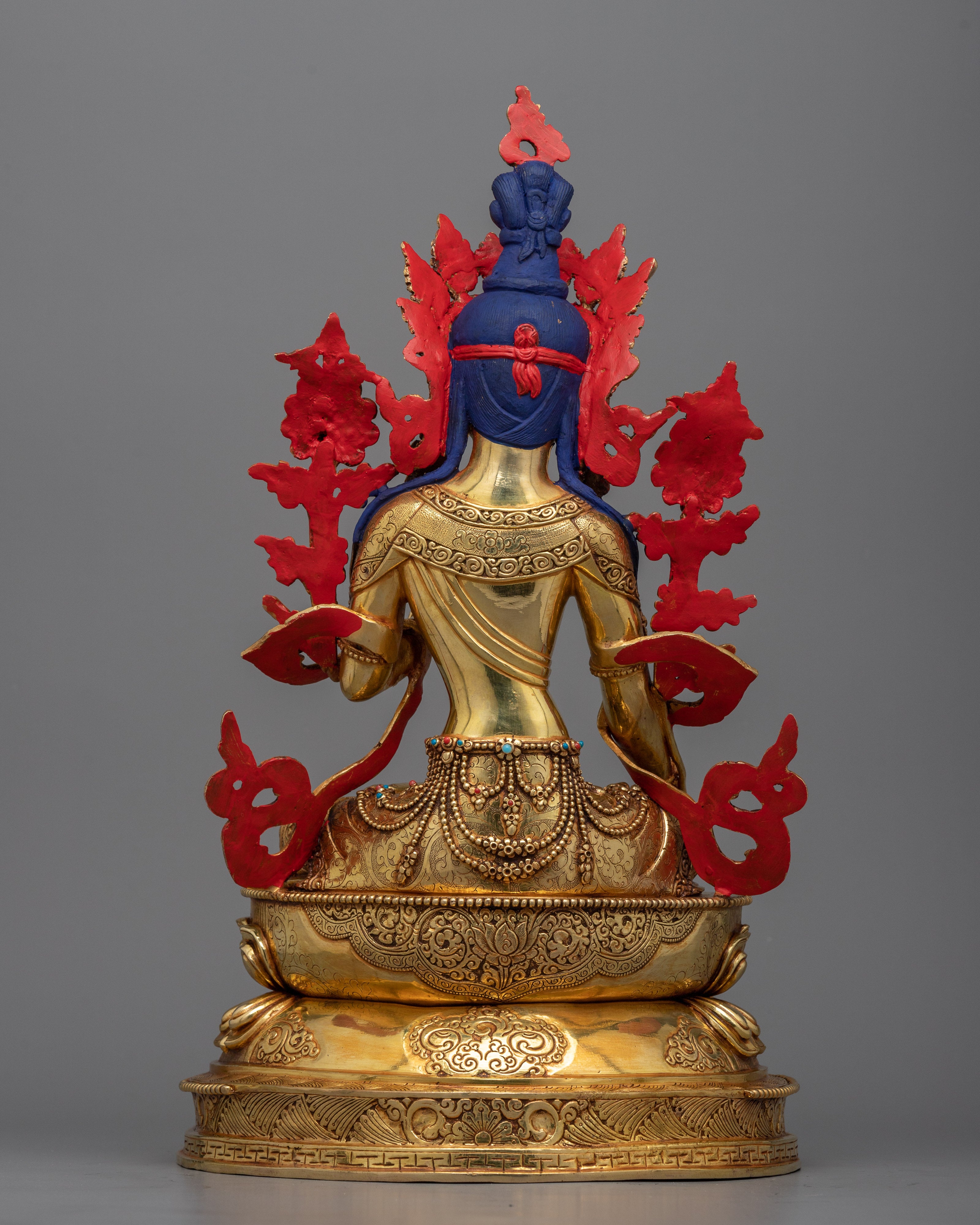 Ethereal White Tara Statue | 24K Gold Gilded Vision of Compassion