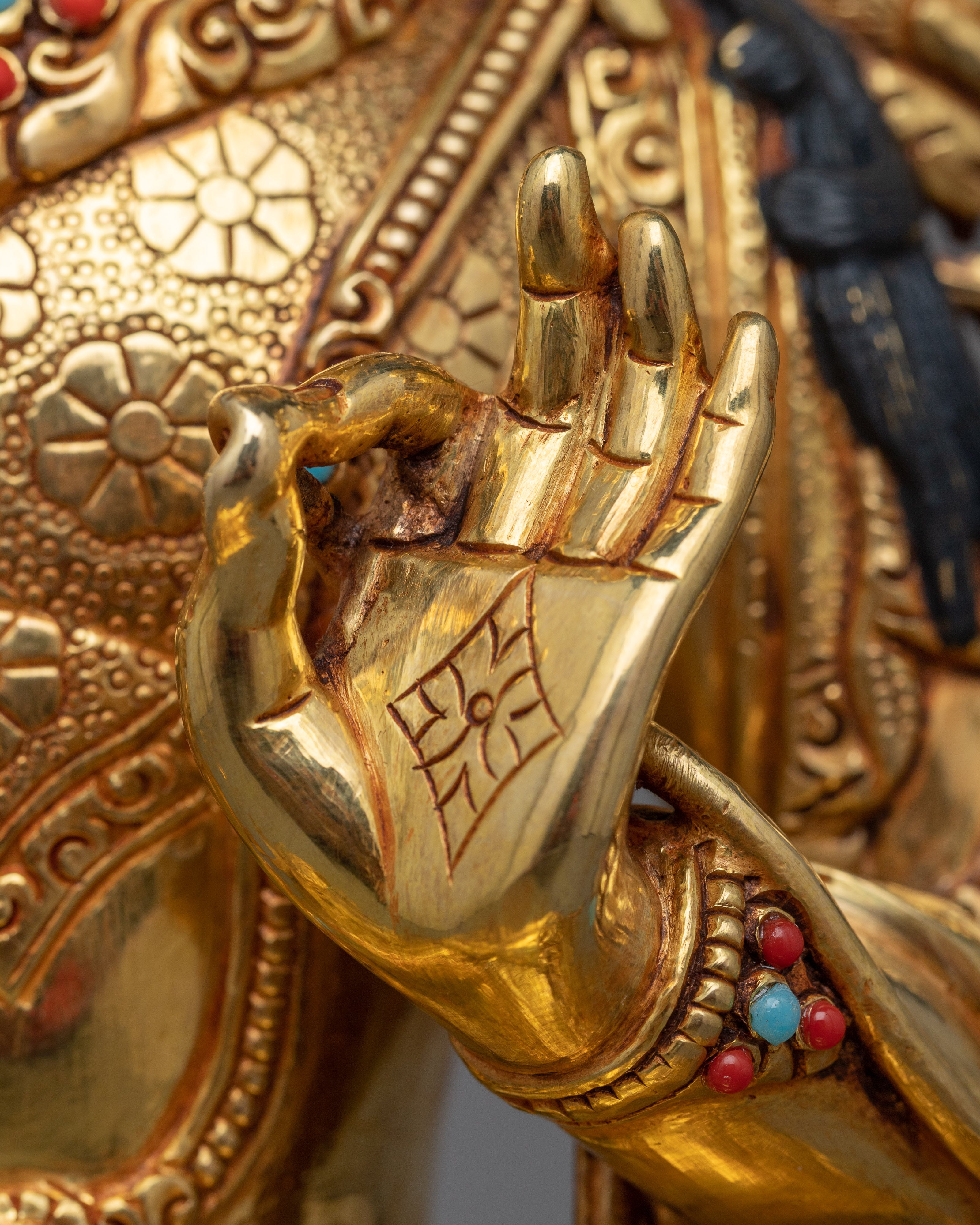 Beautiful Manjushri Statue | Resplendent 24K Gold Gilded Wisdom