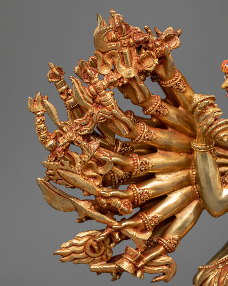 Vajrabhairava Yamantaka Statue | Majestic 24K Gold Gilded Icon