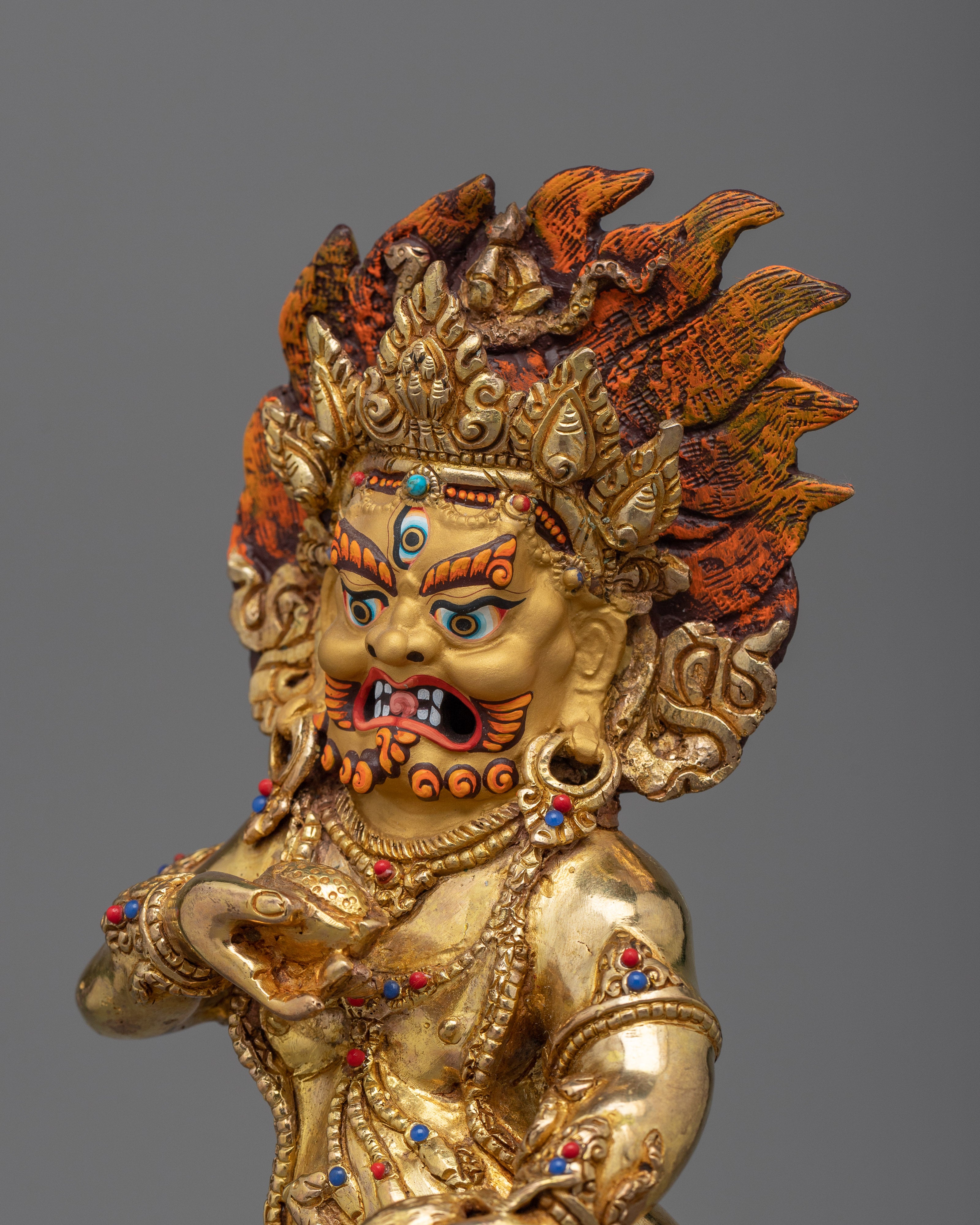 Black Jambala Wealth Deity Statue | 24K Gold Gilded Excellence