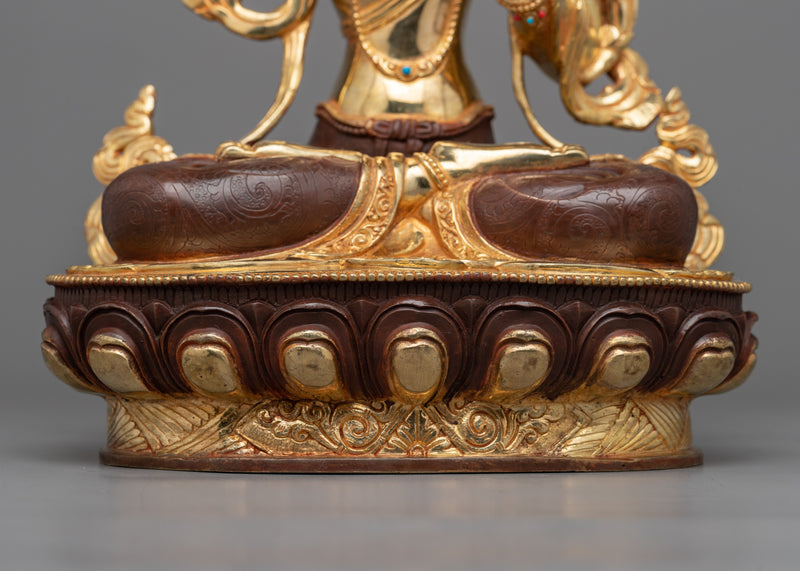 Wisdom God Manjushri Statue | 24K Gold Gilded Emblem of Wisdom