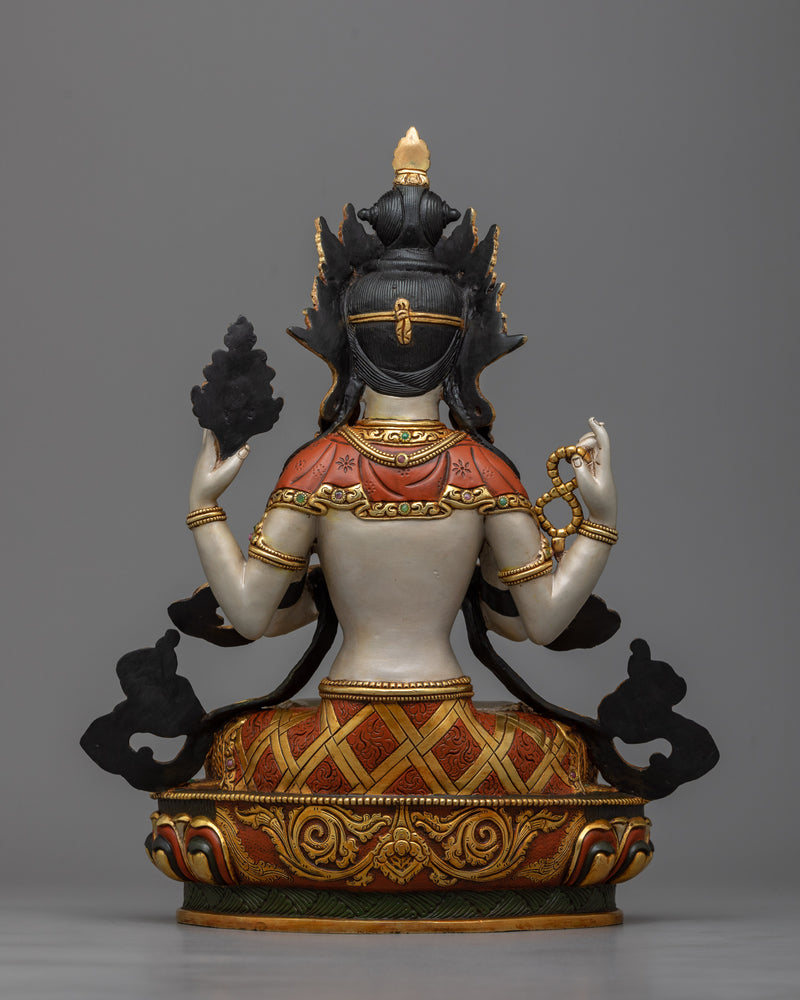 Four-Armed Chenrezig Bodhisattva Statue | 24K Gold Gilded Compassion