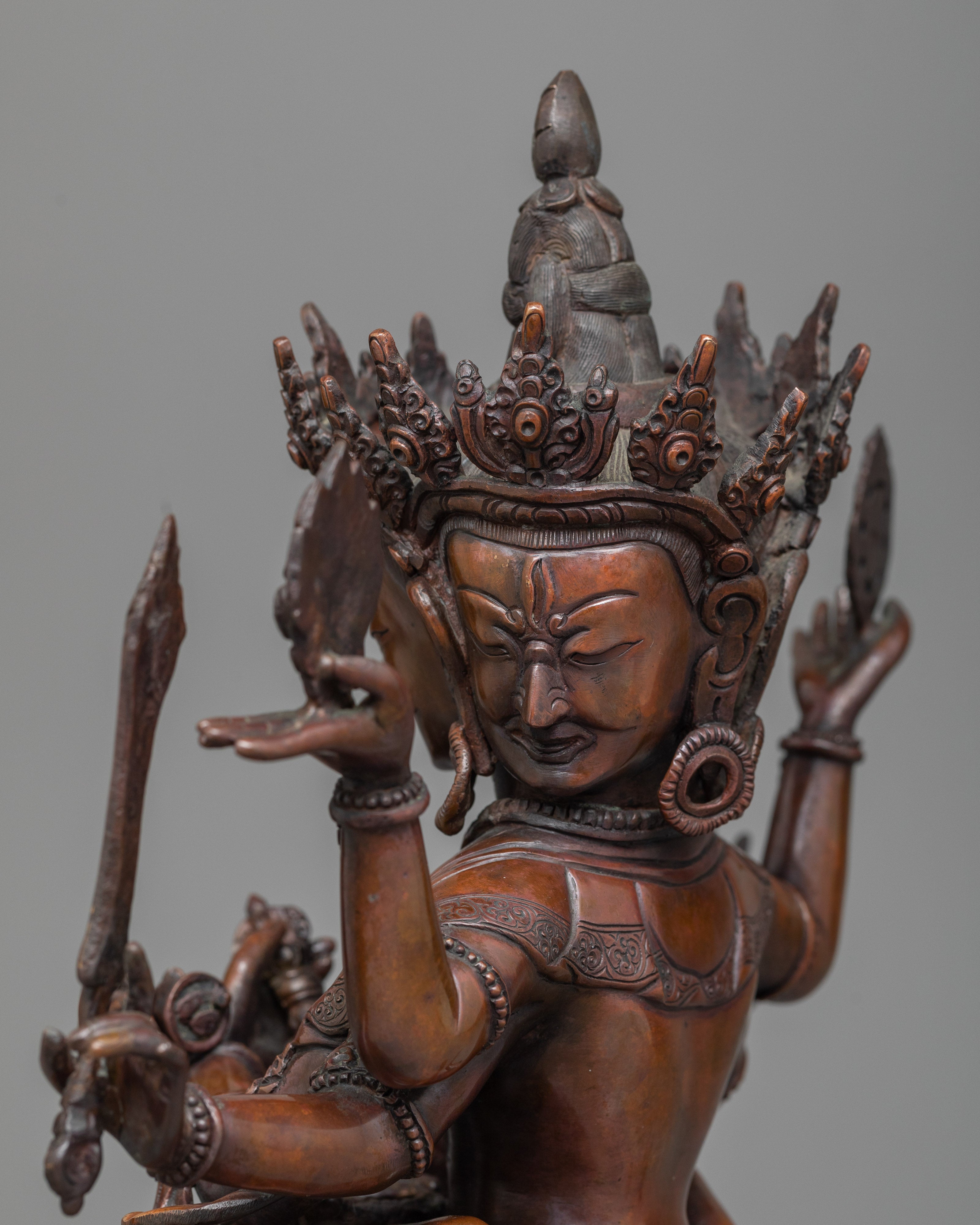 Guhyasamaja Akshobhyavajra Statue | Oxidized Copper Symbol of Tantric Mastery