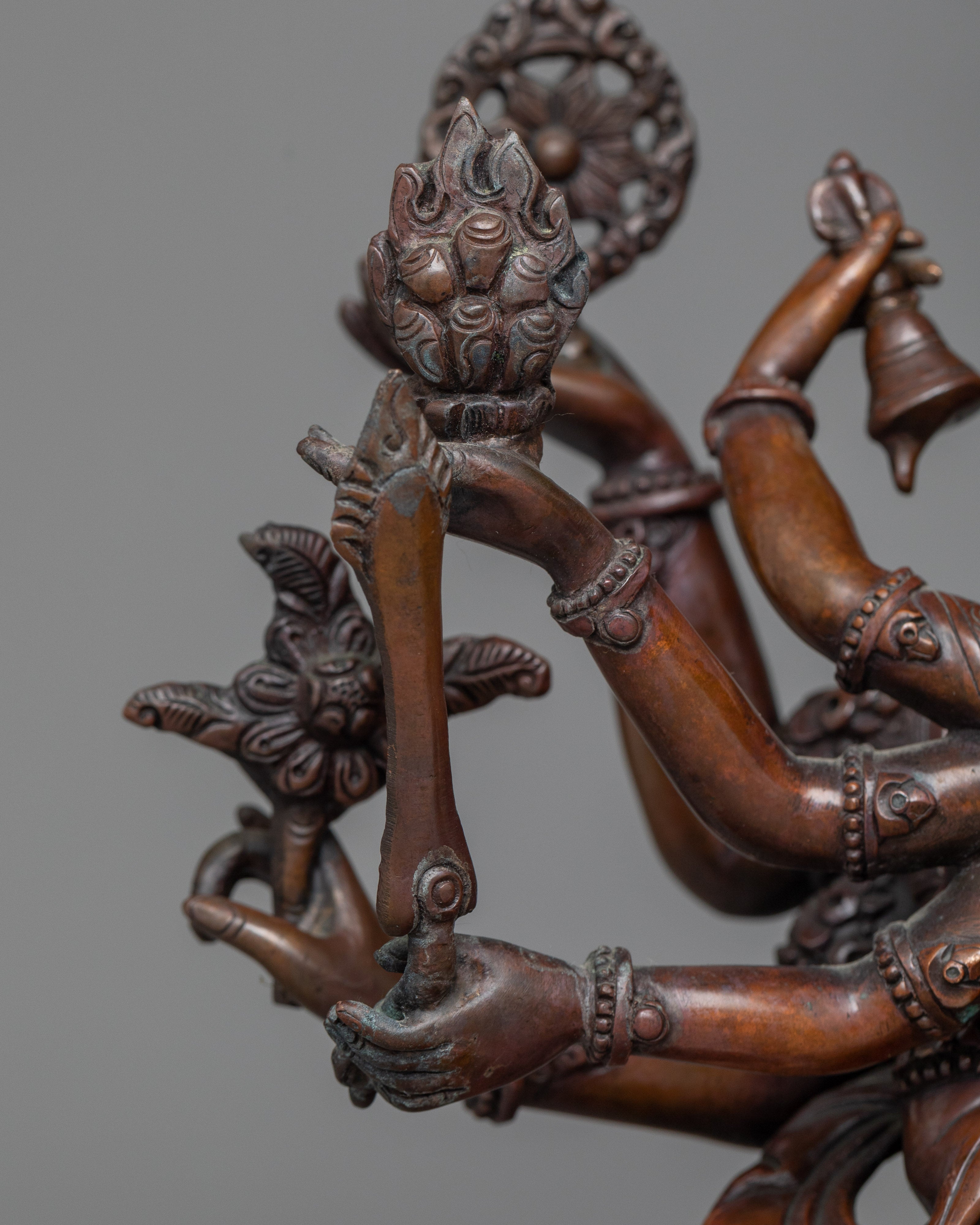 Guhyasamaja Akshobhyavajra Statue | Oxidized Copper Symbol of Tantric Mastery