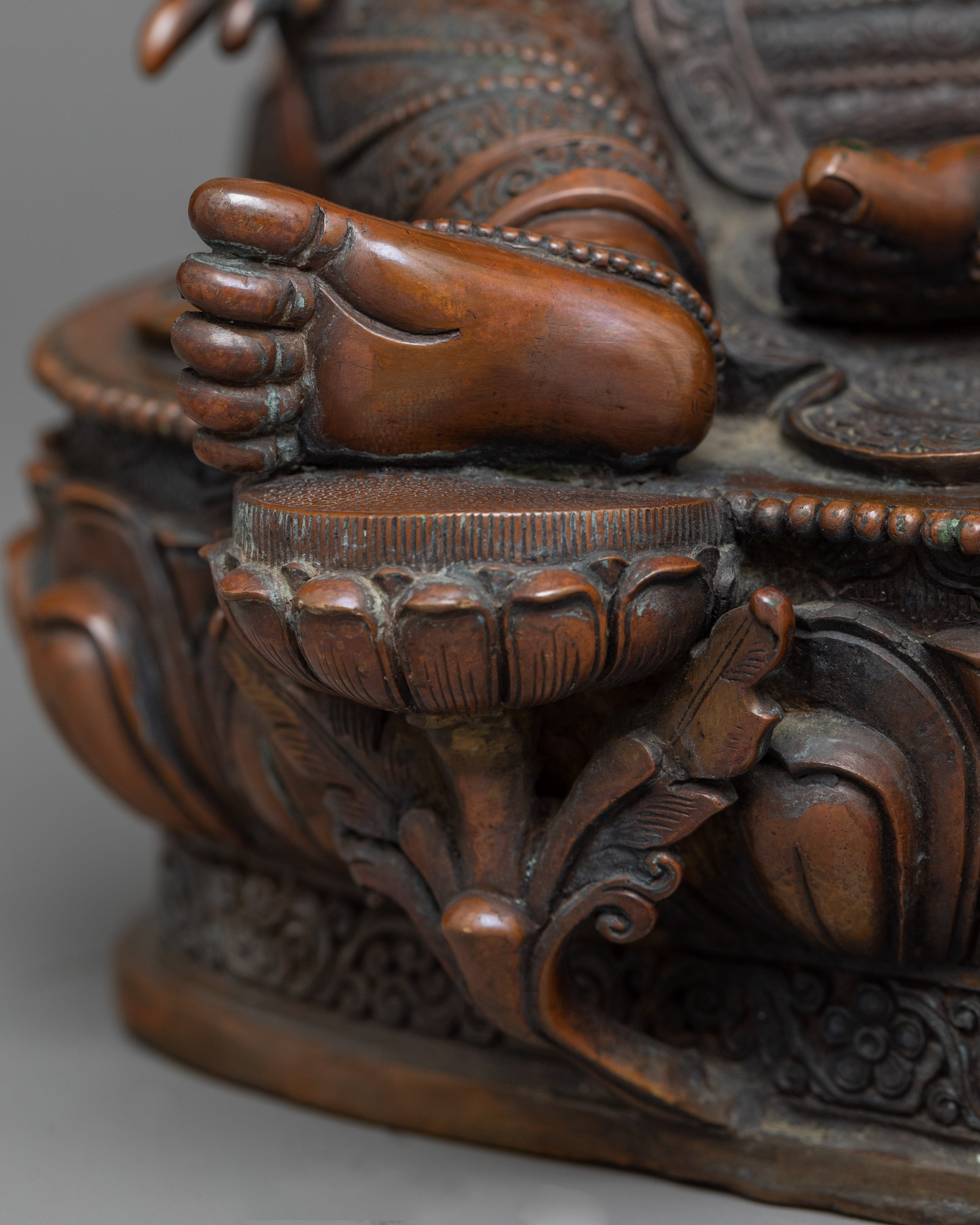 Green Tara Buddha Sculpture | Oxidized Copper Embodiment of Active Compassion