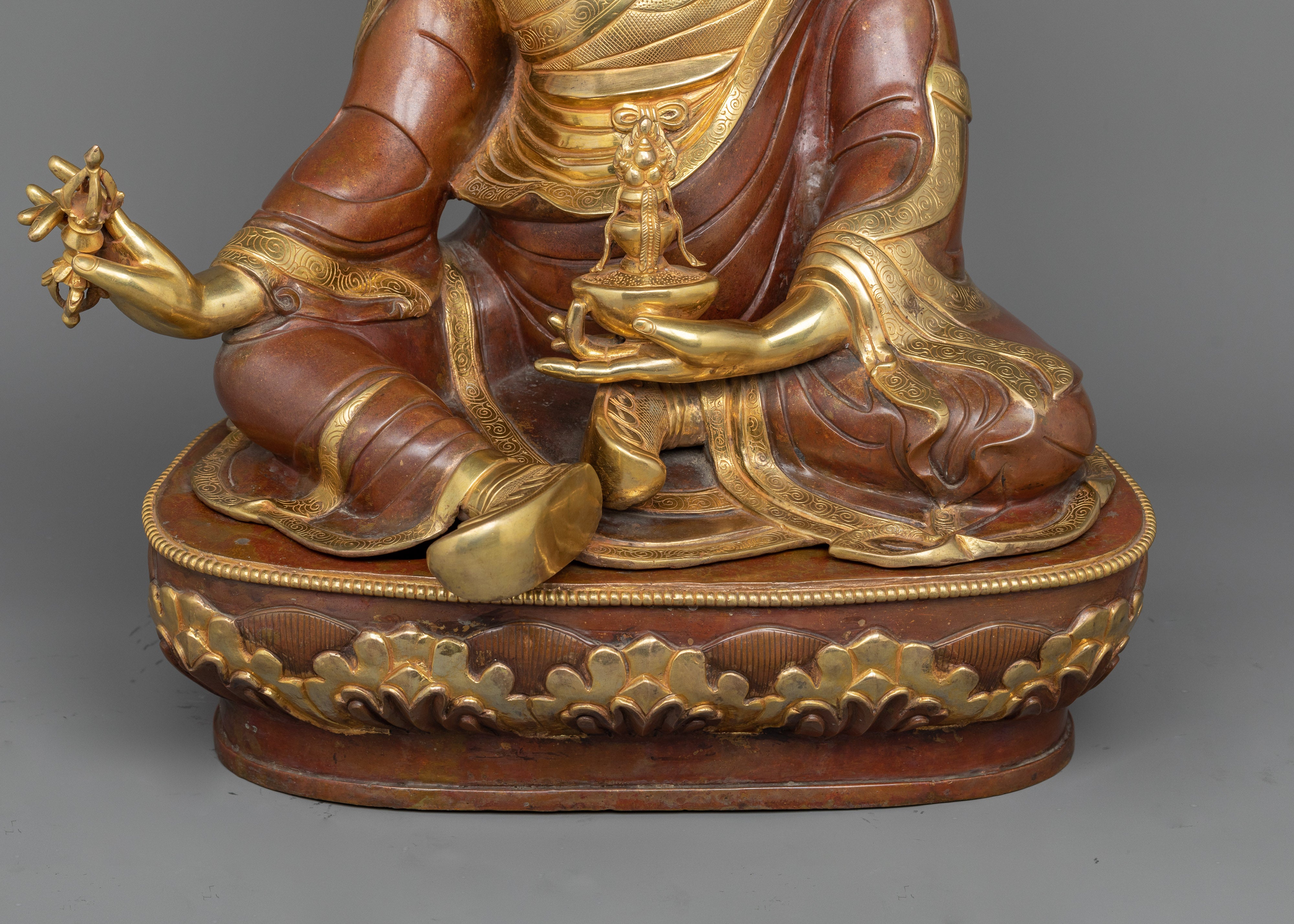 22kg Guru Rinpoche Statue | Regal 24K Gold Gilded Master of Tibetan Buddhism