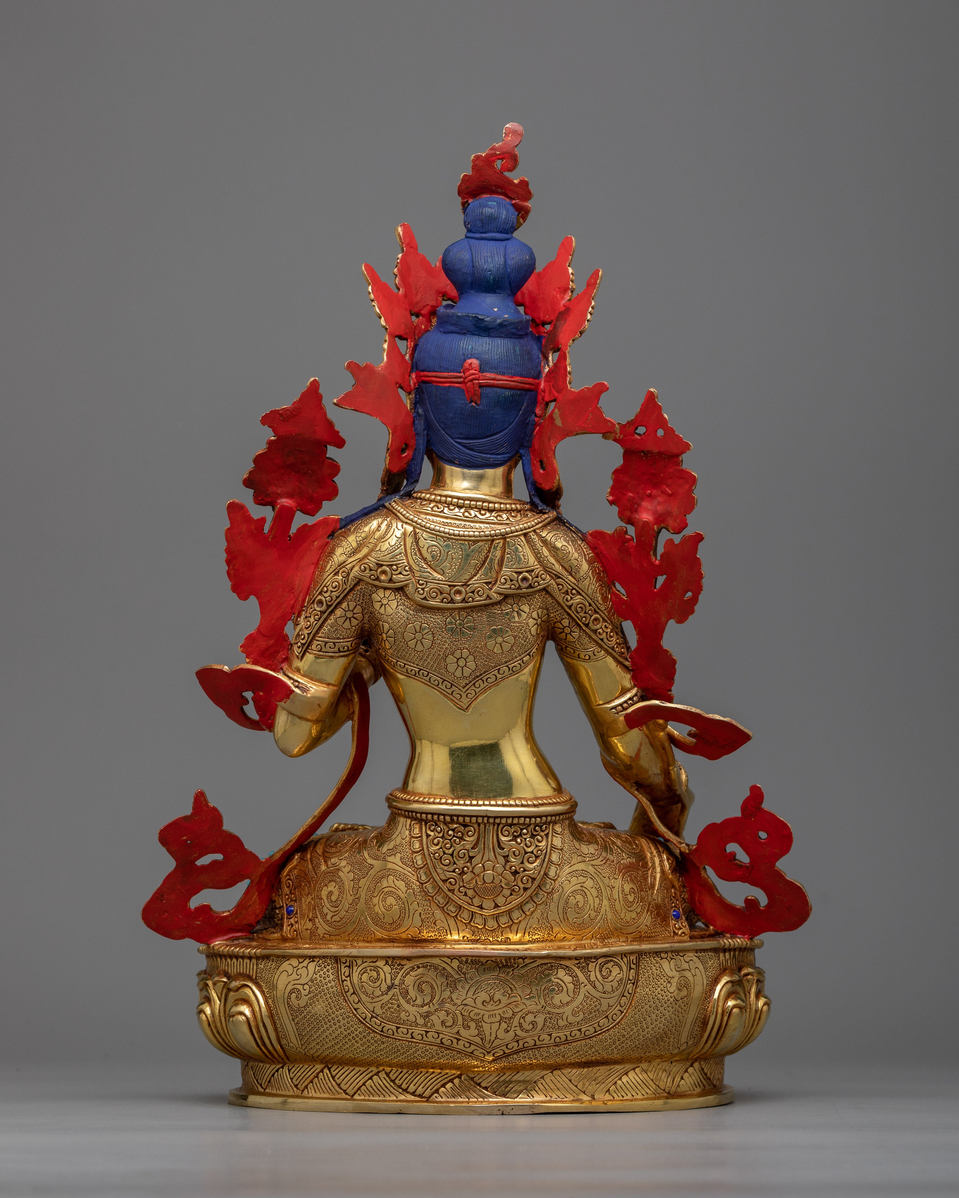 White Tara Golden Sculpture | 24K Gold Gilded Emblem of Compassion and Longevity