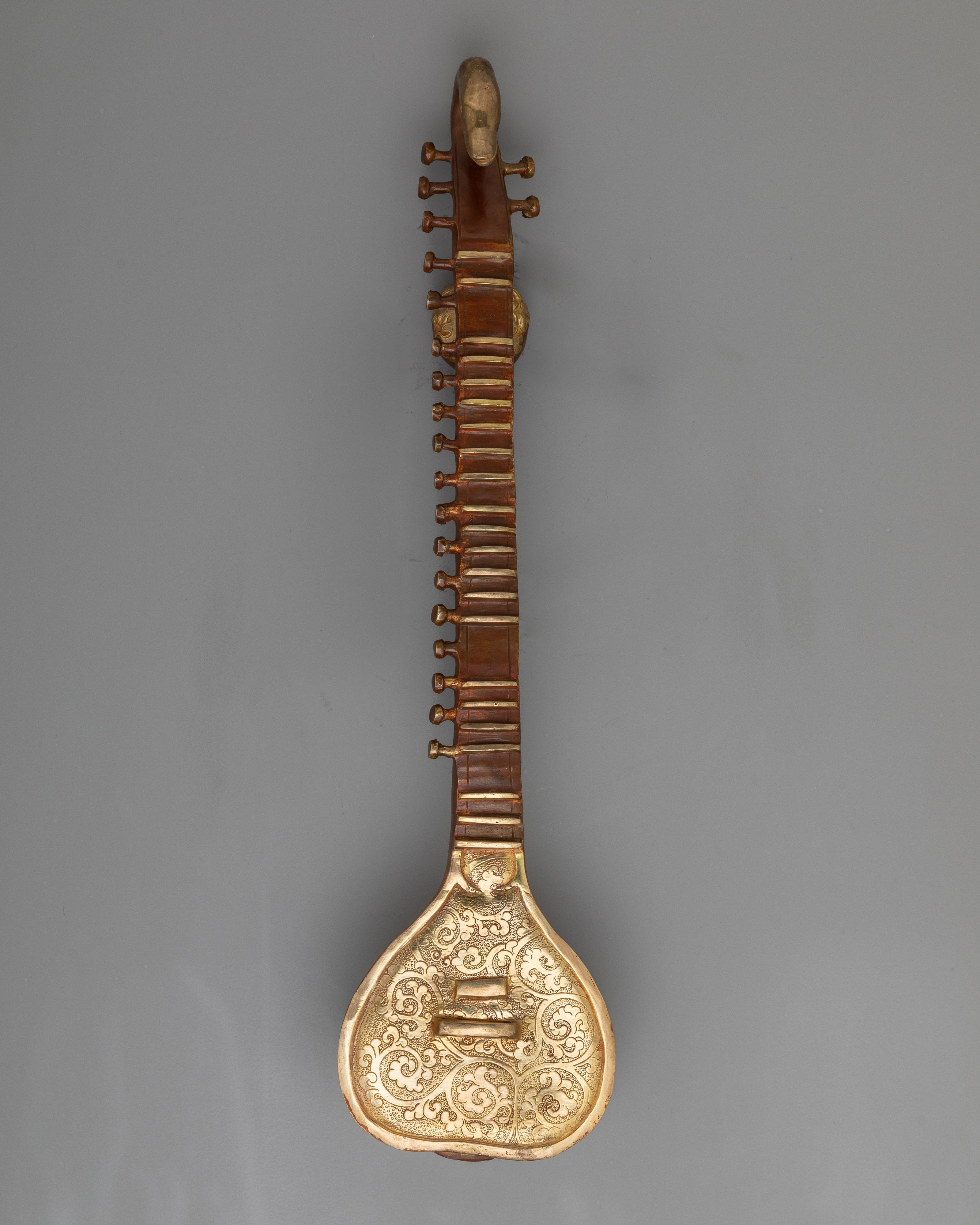 Saraswati Sculpture | 24K Gold Gilded Grandeur of Knowledge and Arts