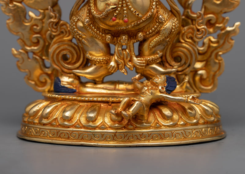 Shakya Mahakala Copper Sculpture | 24K Gold Gilded Protector of the Dharma