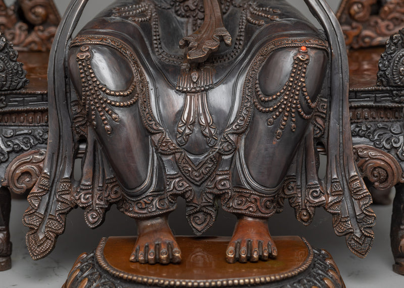 Future Buddha Maitreya Sculpture | Oxidized Copper Embodiment of Hope and Renewal