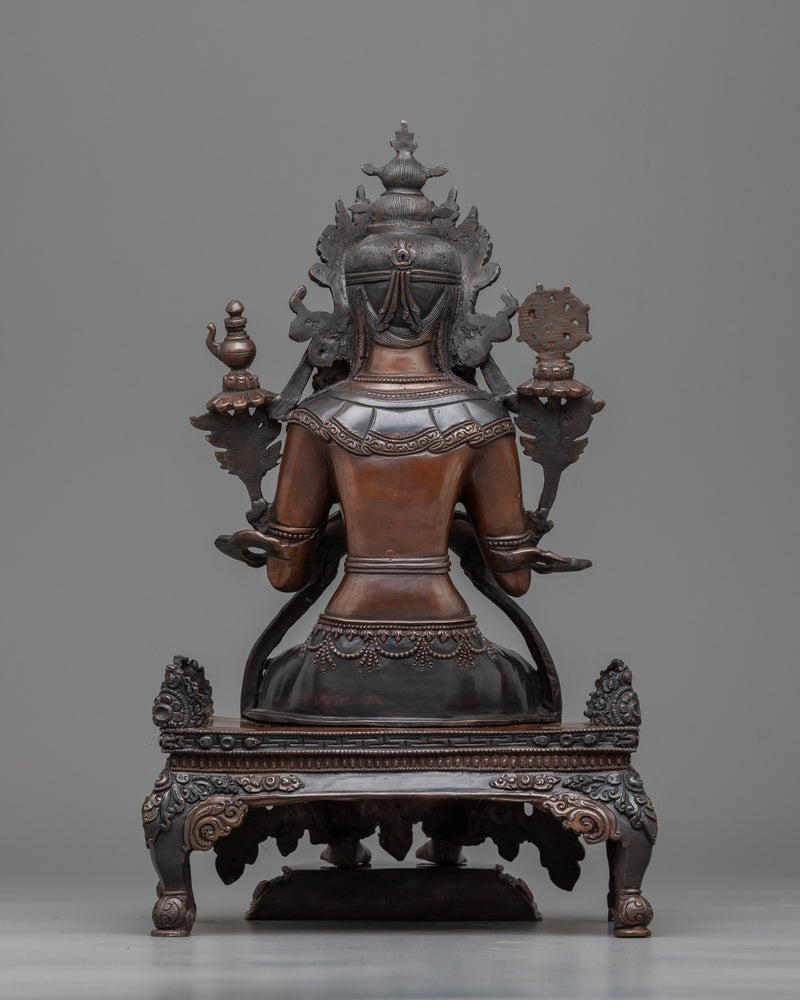 Future Buddha Maitreya Sculpture | Oxidized Copper Embodiment of Hope and Renewal