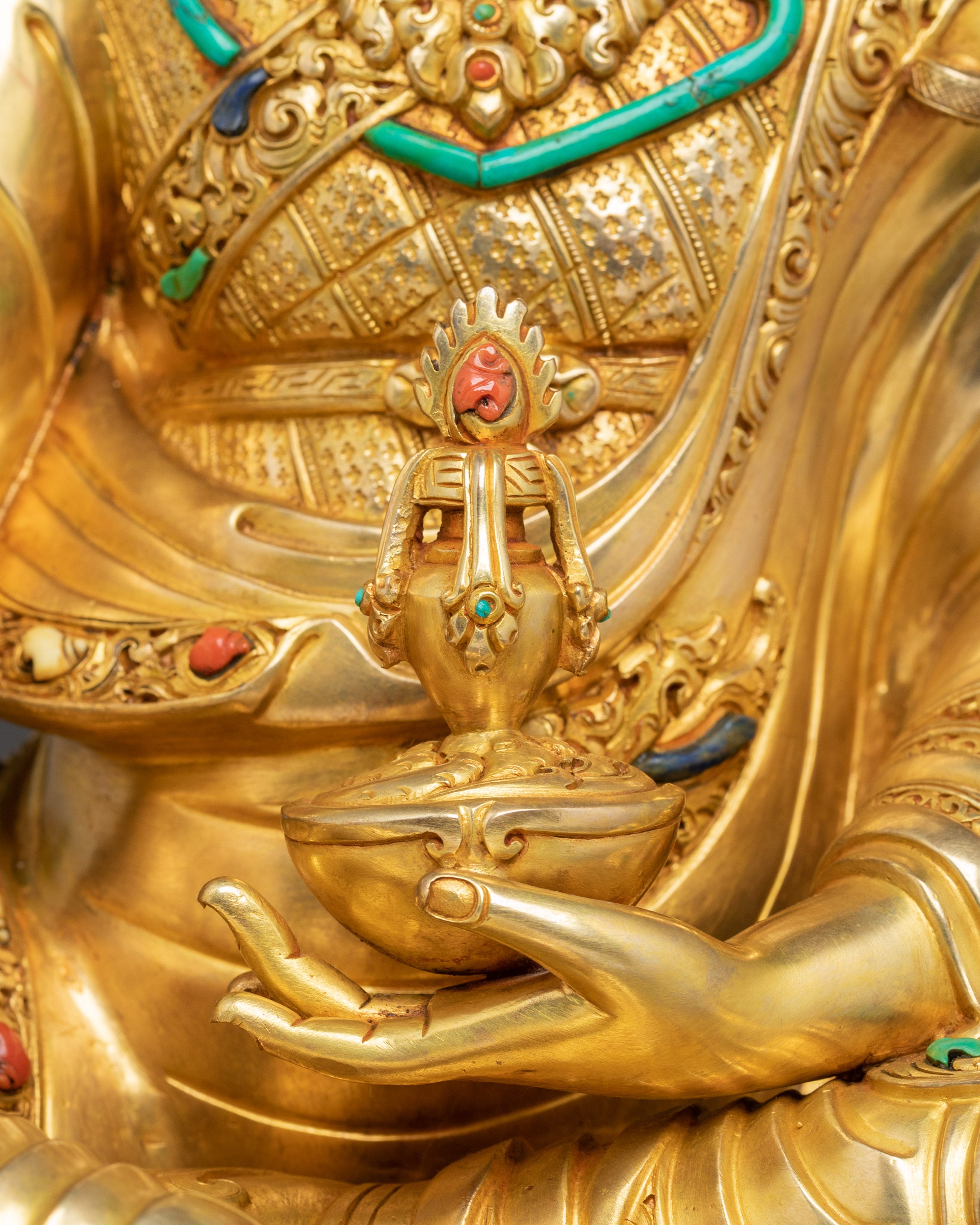 Handmade Golden Statue of Guru Padmasambhava | Tantric Master