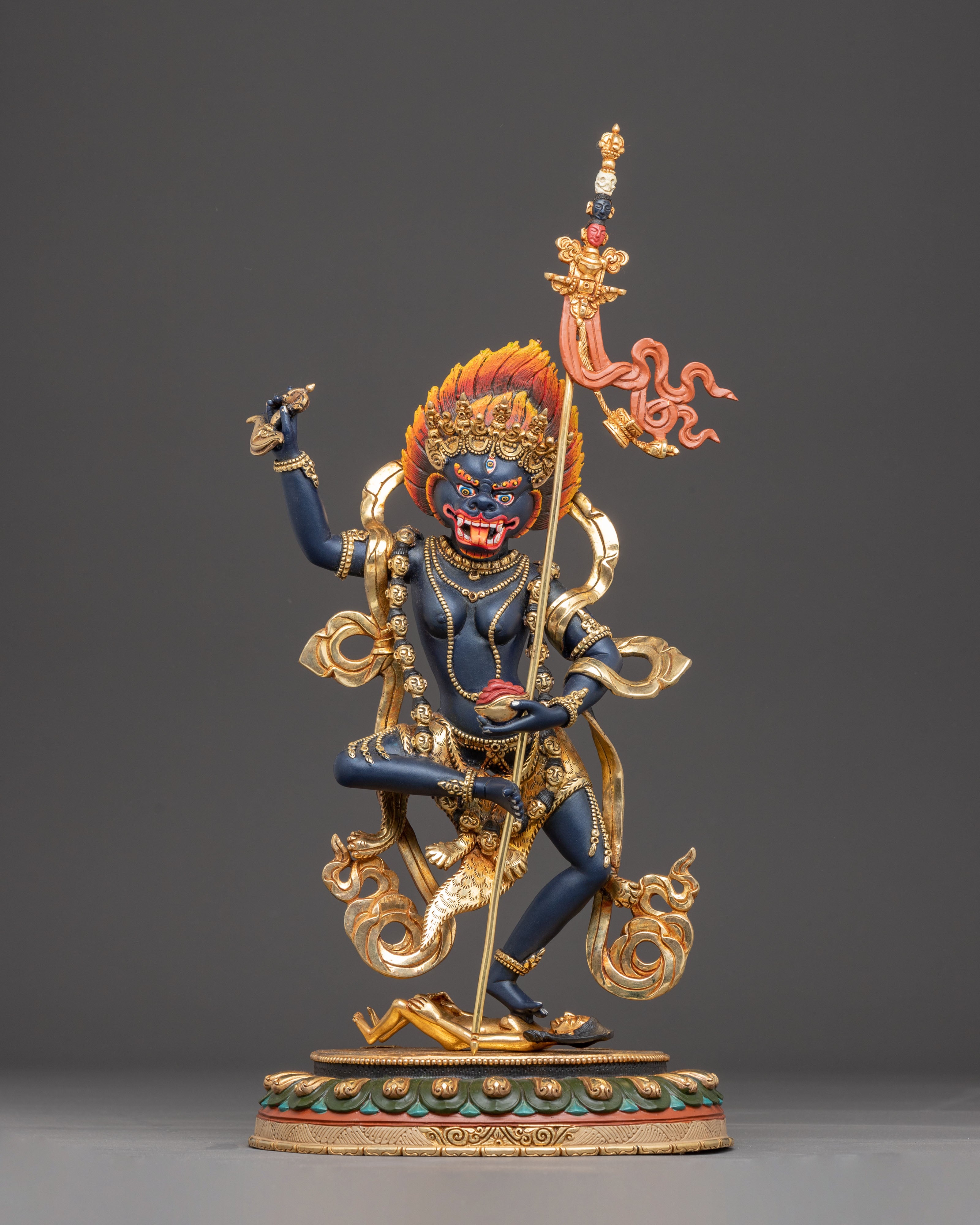 Handcrafted Dharma Protector Simhamukha Sculpture | Wrathful Guardian Deity